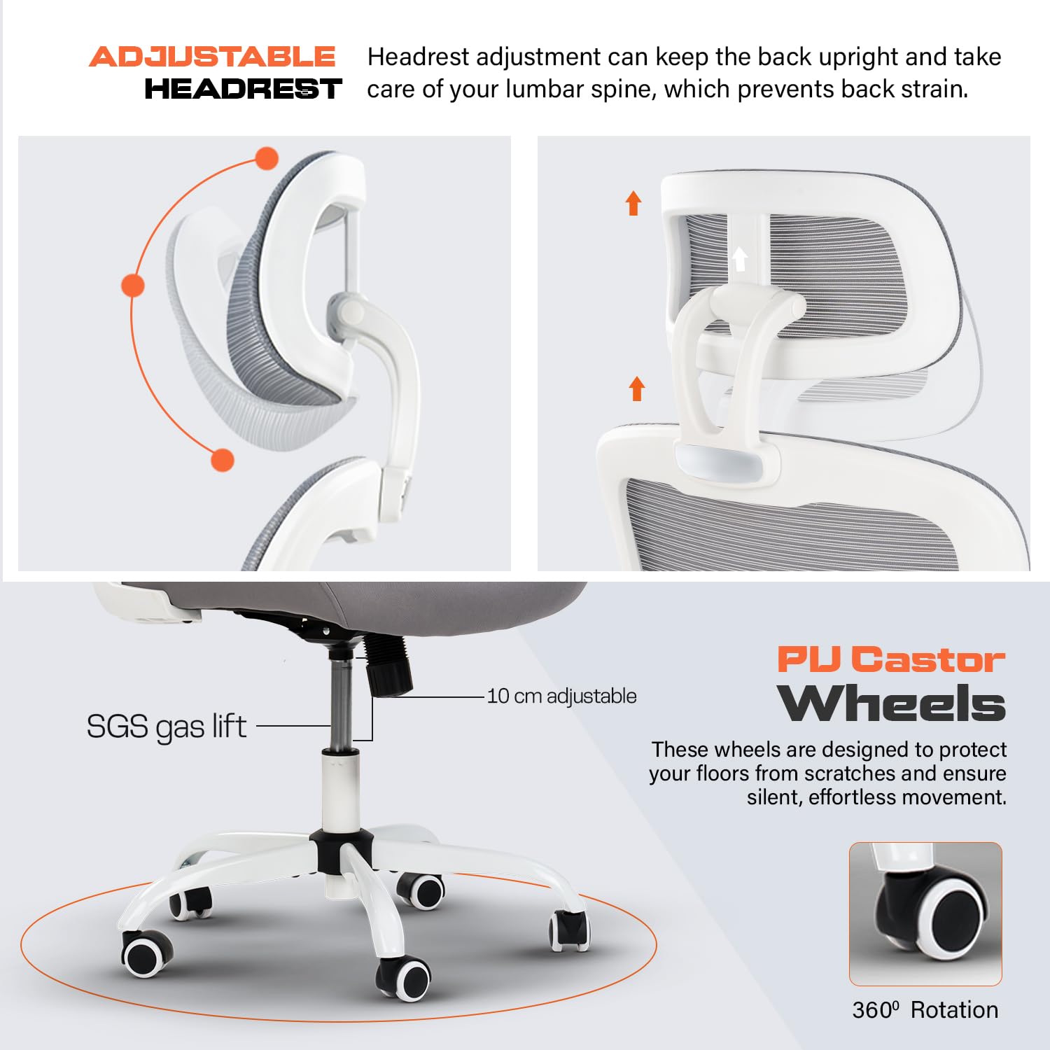 Drogo AeroFlex Ergonomic Office Chair for Work from Home, Flip-up Armrest & Recline