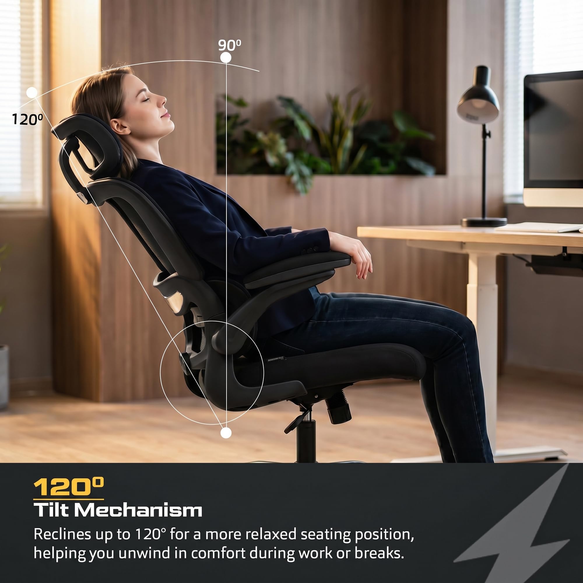 Drogo AeroFlex Ergonomic Office Chair for Work from Home, Flip-up Armrest & Recline