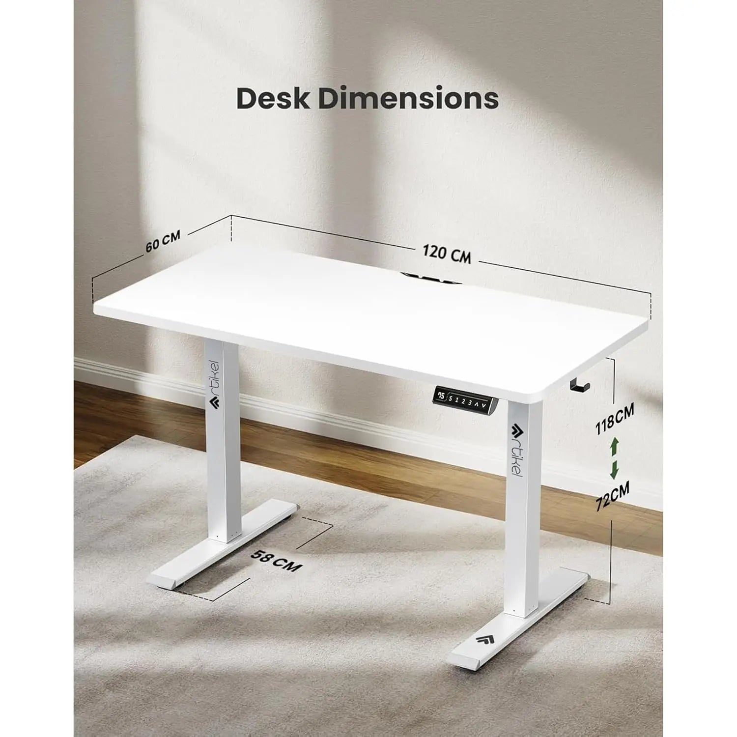 Drogo Artidesk Series Electric Height Adjustable Table Diy, Sit Stand Gaming Desk 120X60Cm  - White Drogo India