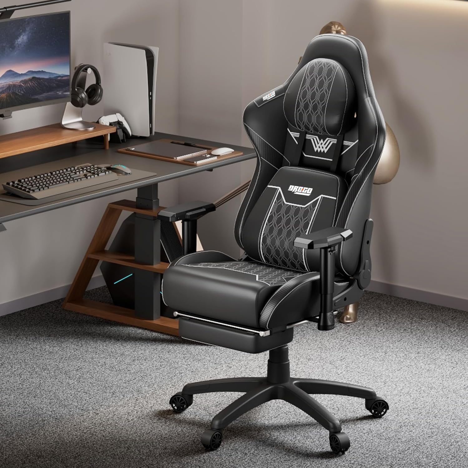 Drogo ProForm Series Ergonomic Gaming Chair with 4D Armrest, Adjustable Seat & Foot Rest