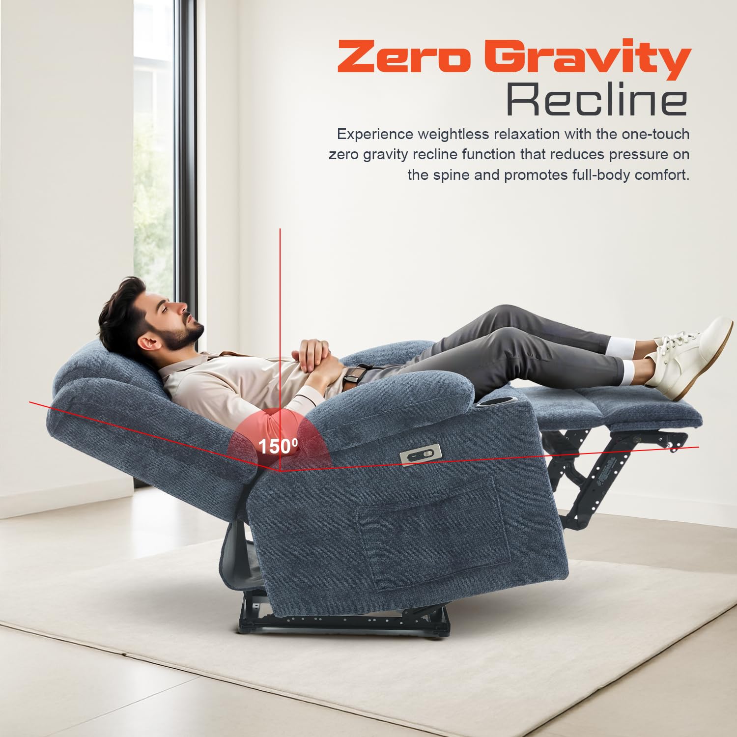 Drogo Luxora Zero Gravity Electric Motorised Single Seater Recliner Sofa with Rapid Recline Technology