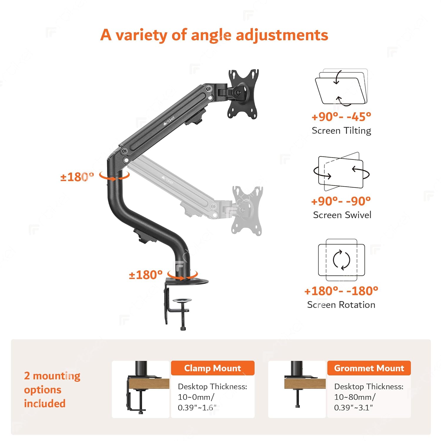 Drogo Artikel Adjustable Monitor Desk Mount - Spring Assisted VESA Arm for Screens up to 32" | Curve Series