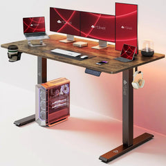 Drogo Artidesk Series Ergonomic Height Adjustable Desk Diy, Sit Stand Gaming Desk, with 3 Yr Warranty 120X60Cm - Vintage Brown