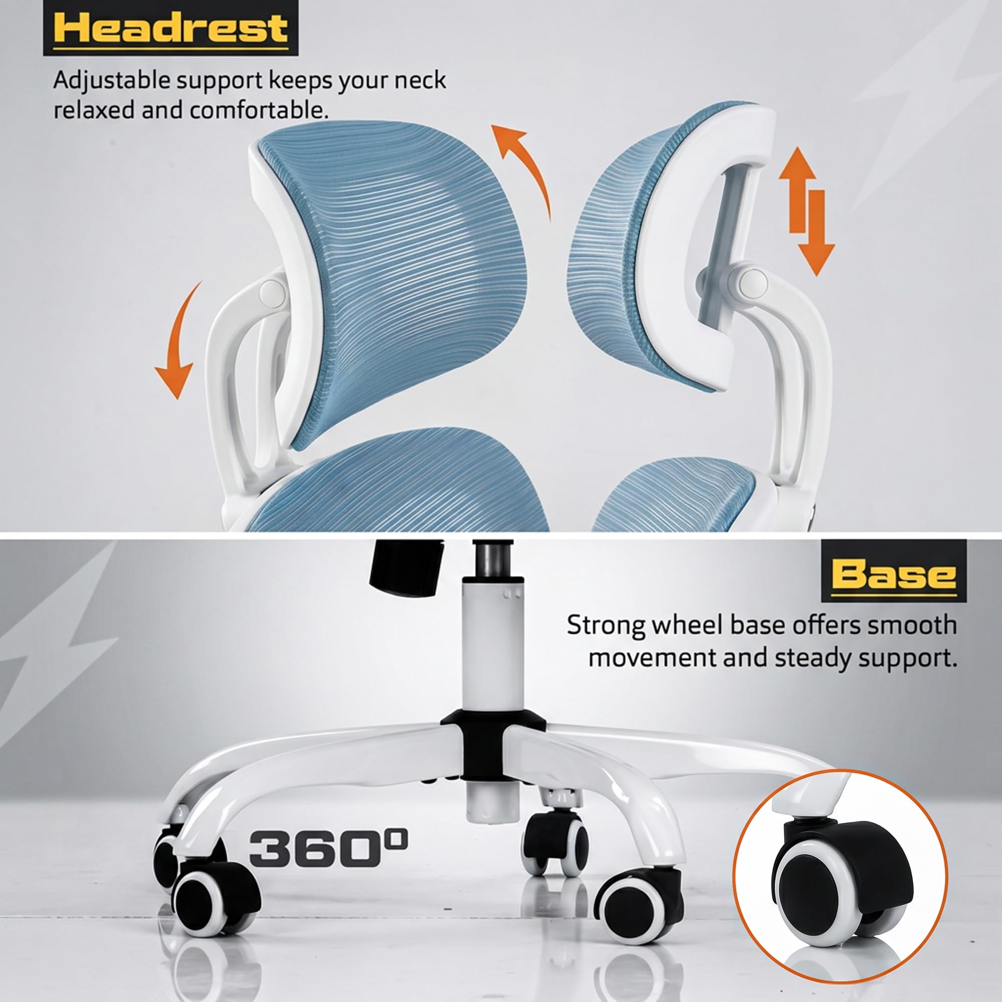 Drogo AeroFlex Ergonomic Office Chair for Work from Home, Flip-up Armrest & Recline