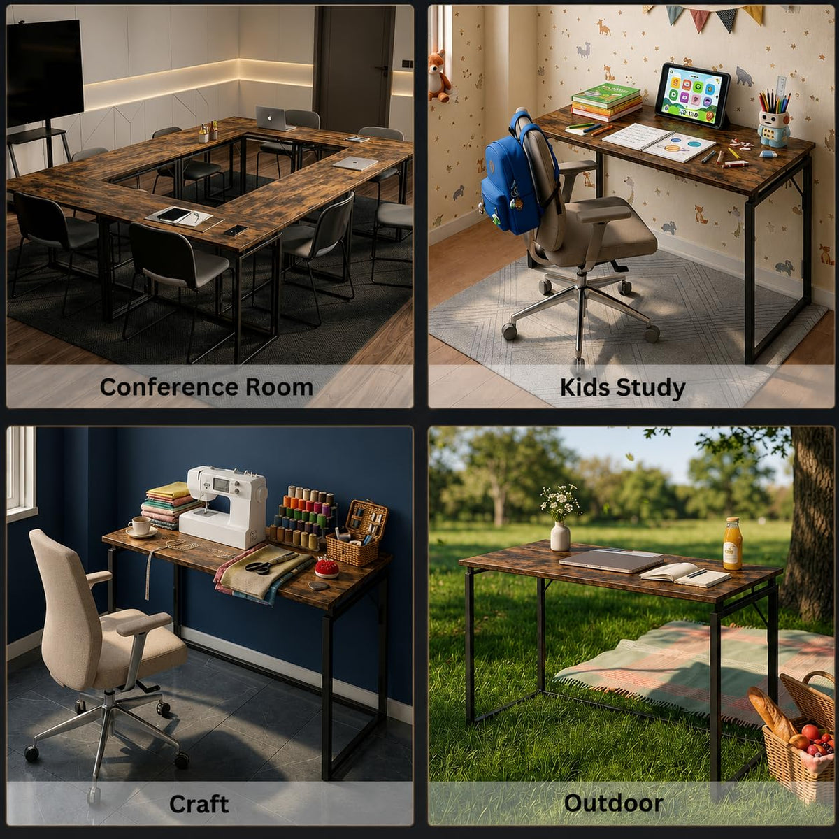 Drogo Foldable Wooden Study Table Computer Desk for Home Office
