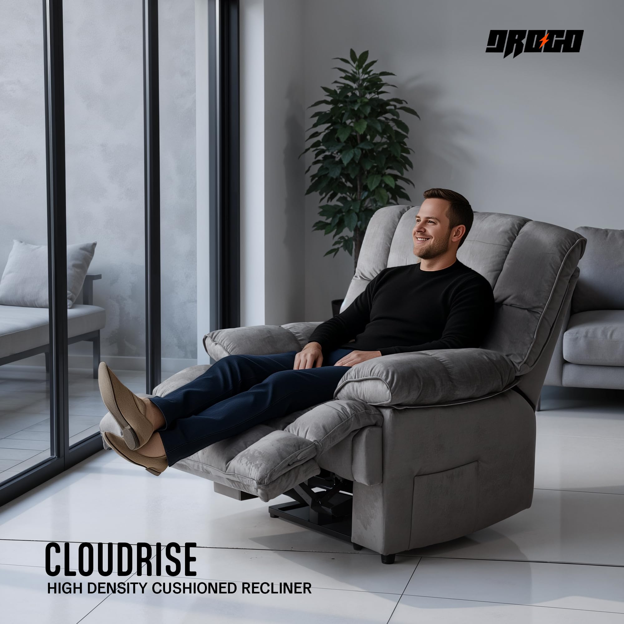 Drogo Evo Lounge Oversized Motorised Single Seater Recliner Sofa with Rapid Recline Technology