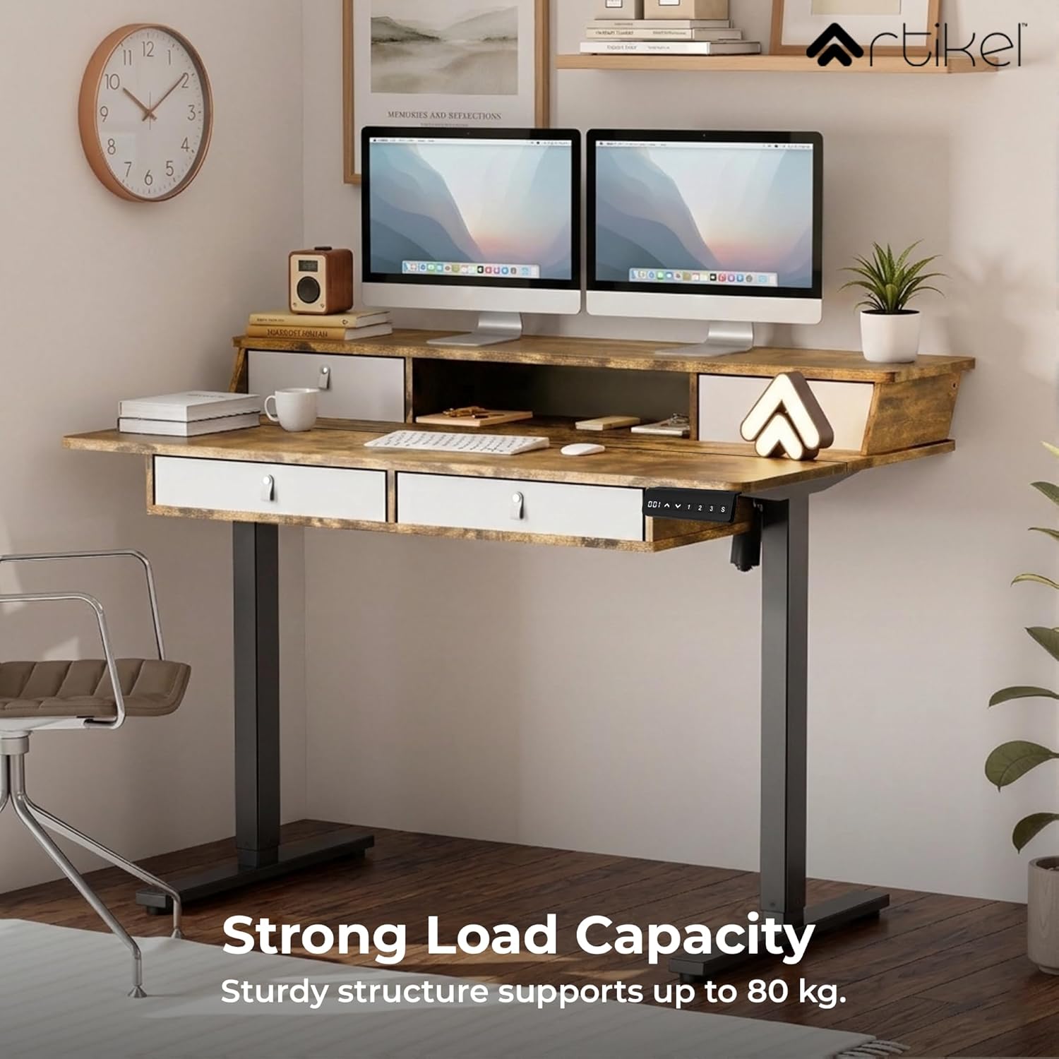 Drogo Valor Electric Height Adjustable Standing Desk with Storage Drawers Drogo India