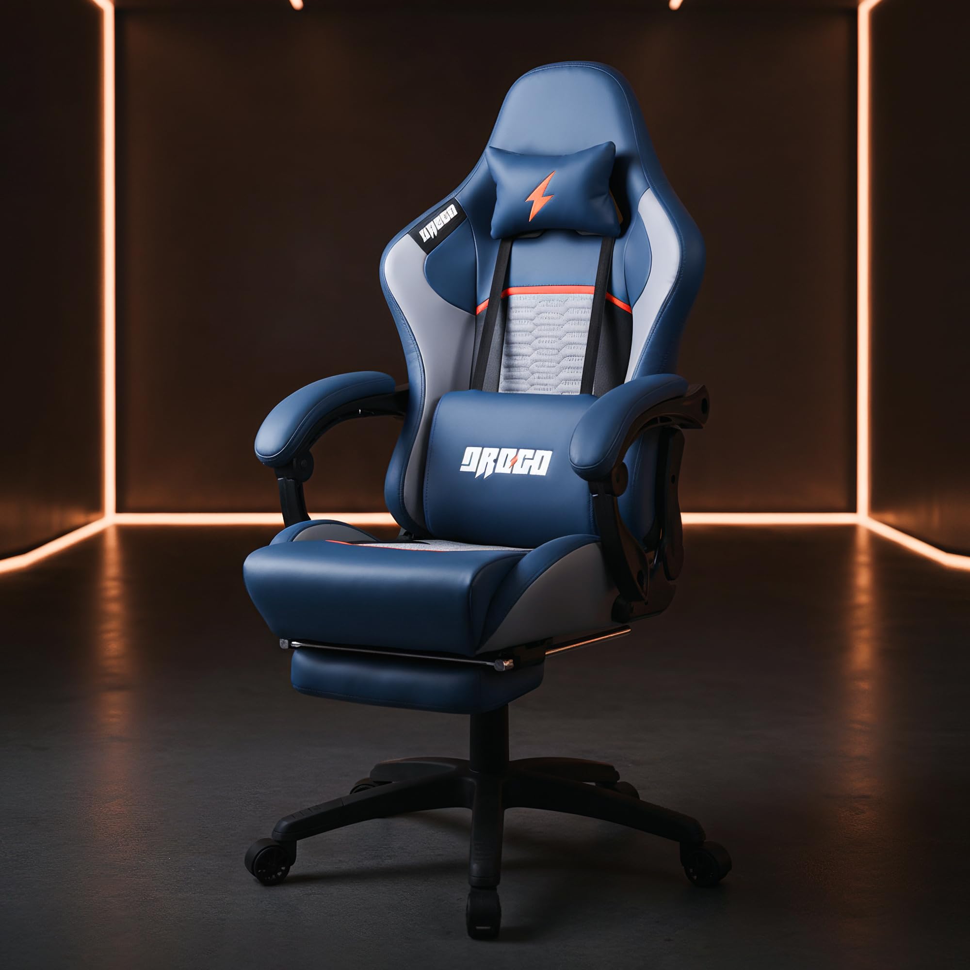 Drogo Racer Ergonomic Gaming Chair with 7 Way Adjustable Seat & Full Reclining Back Footrest