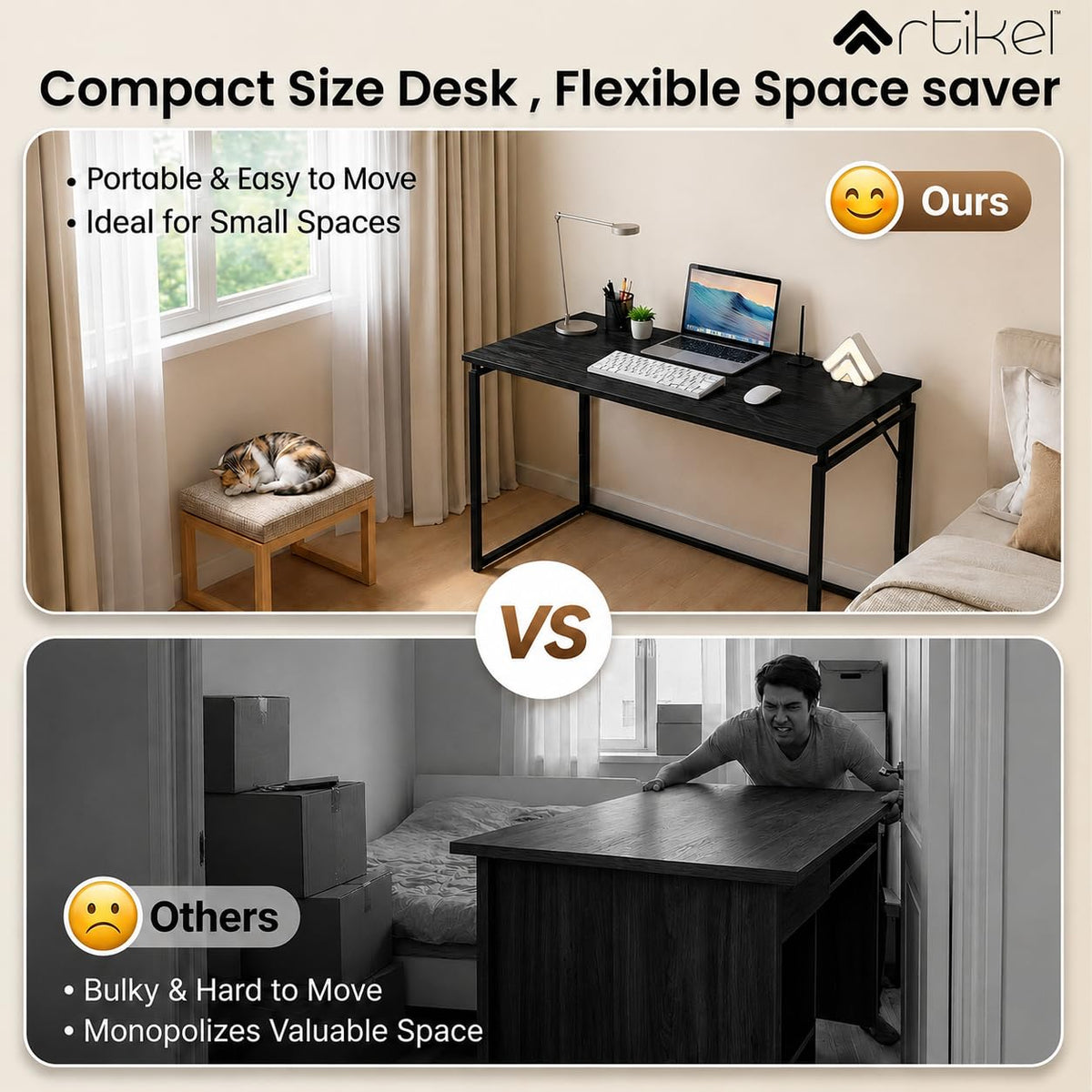 Drogo Foldable Wooden Study Table Computer Desk for Home Office