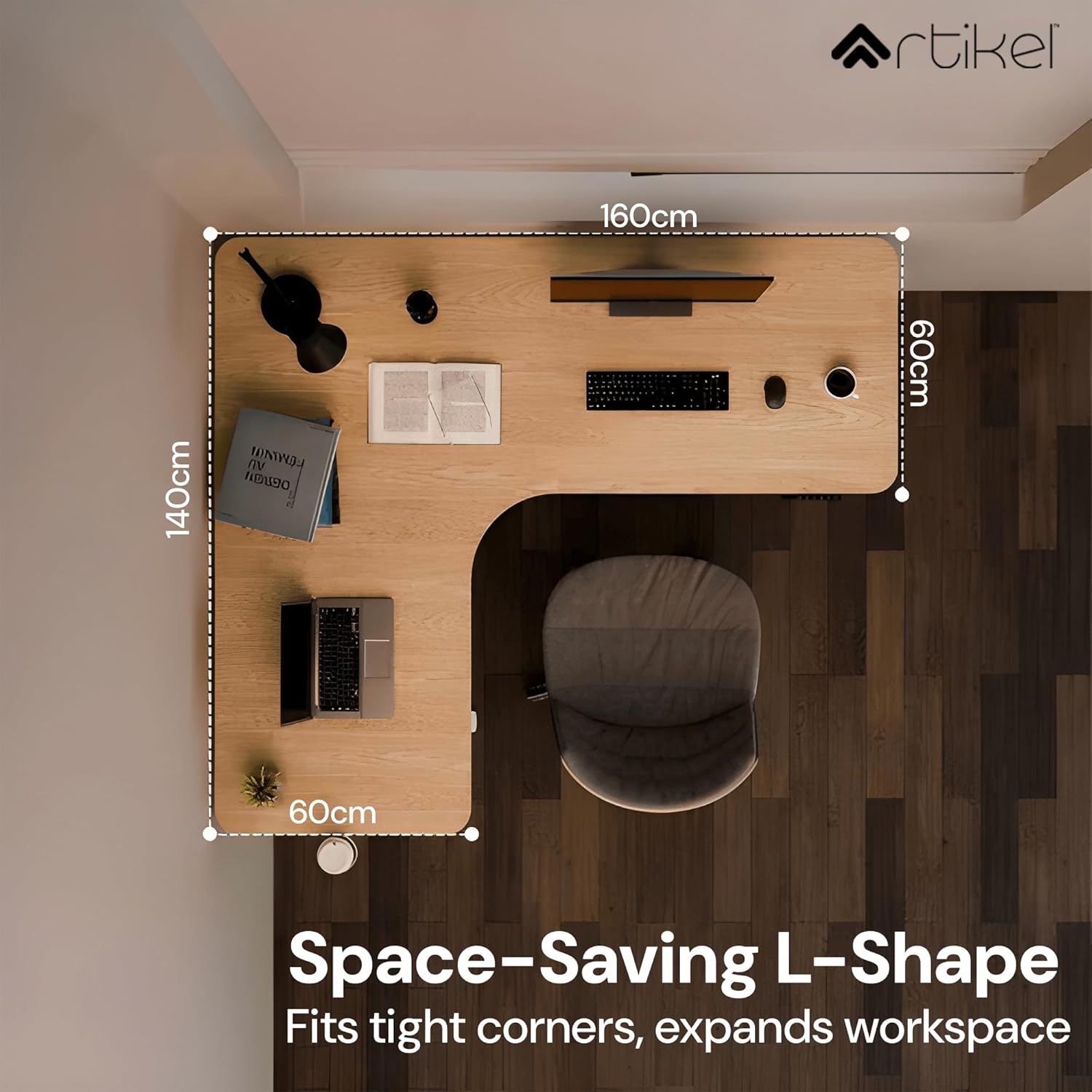 Drogo Elle L-Shaped Electric Height Adjustable Executive Desk (160 × 140 × 60 cm) Drogo