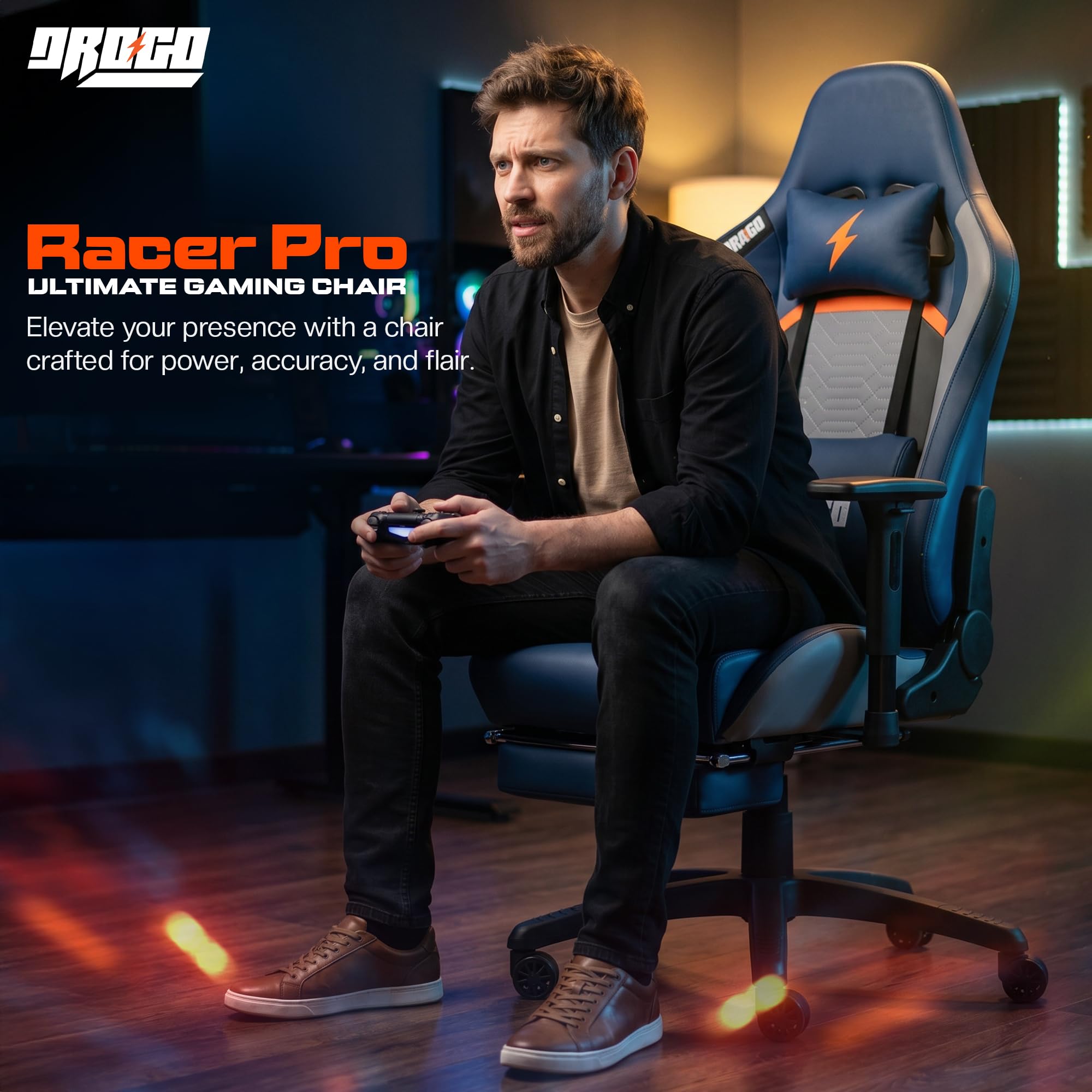 Drogo Racer Pro Series Gaming Chair Computer Chair With Pu Leather, Adjustable Seat