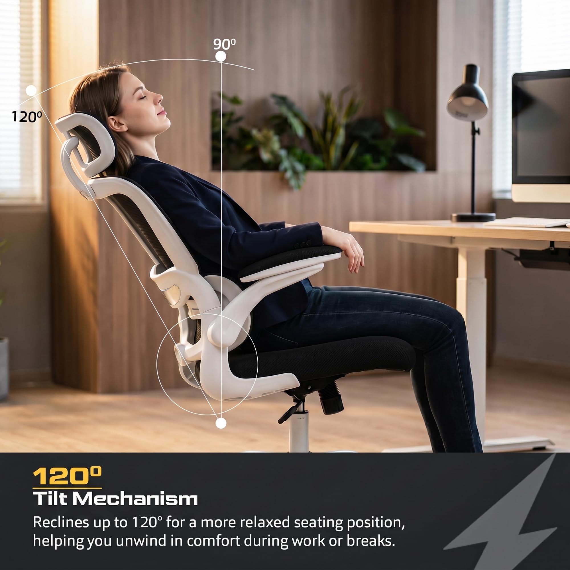 Drogo AeroFlex Ergonomic Office Chair for Work from Home, Flip-up Armrest & Recline