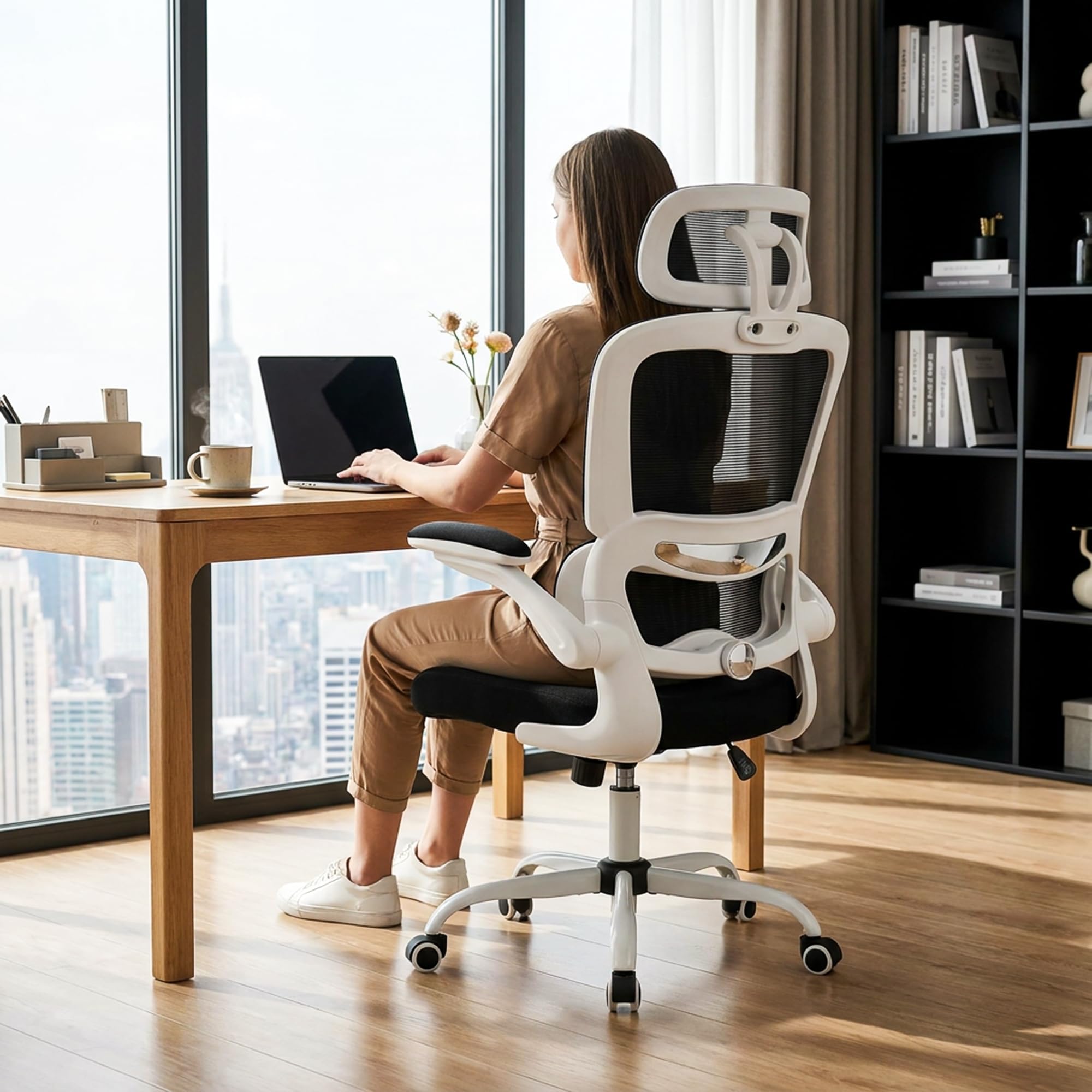 Drogo AeroFlex Ergonomic Office Chair for Work from Home, Flip-up Armrest & Recline
