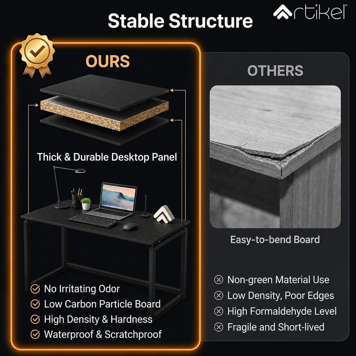 Drogo Foldable Wooden Study Table Computer Desk for Home Office