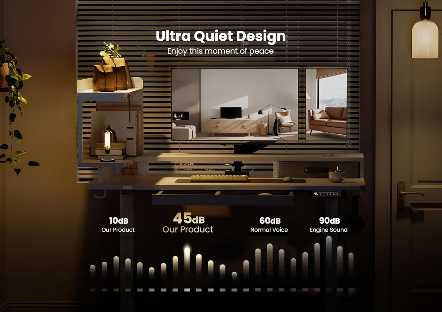 Drogo Artikel Stackon Electric Height Adjustable Standing Desk with Shelves (Left Cabinet)
