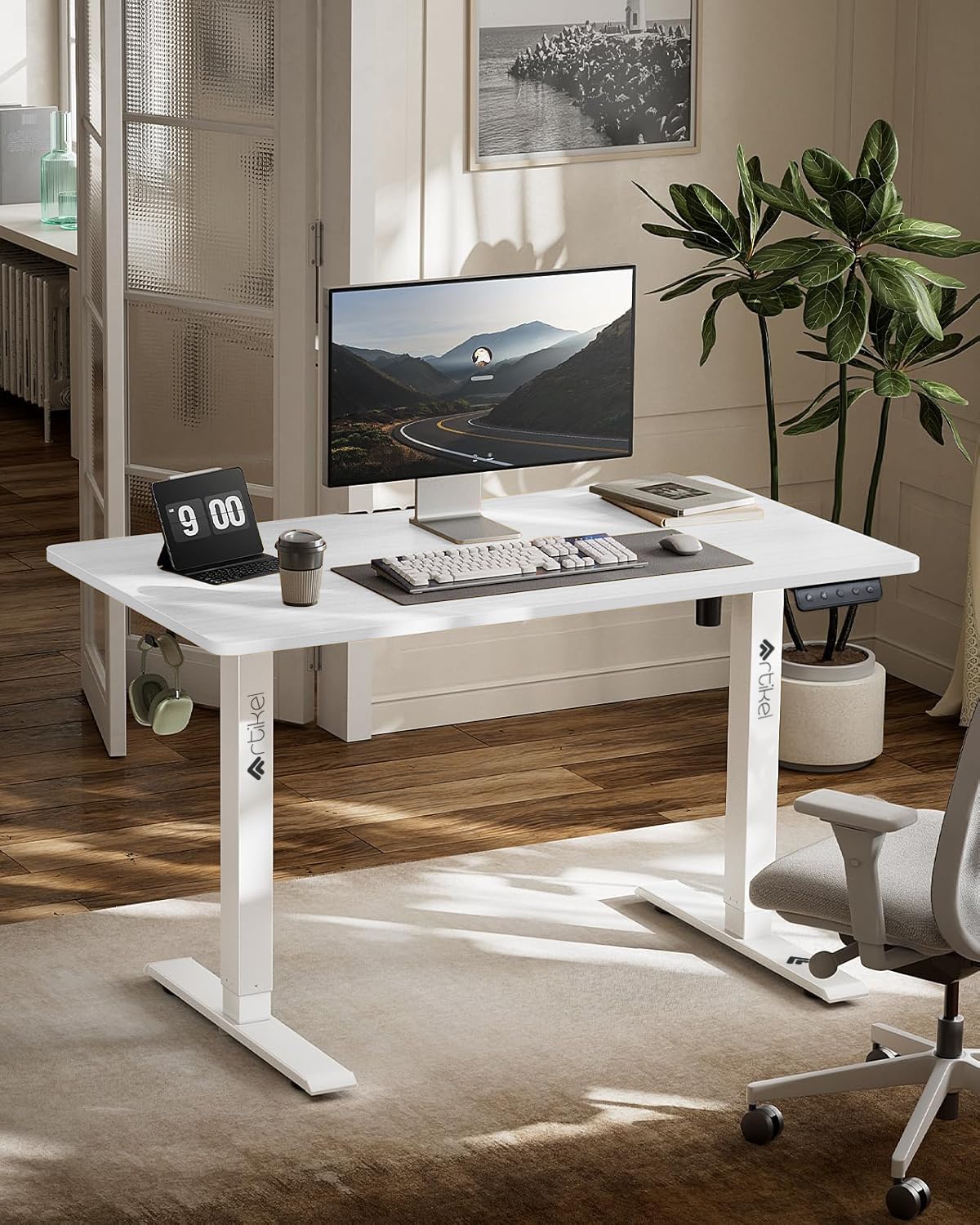 Drogo Artikel Electric Height Adjustable Table Diy, Sit Stand Gaming Desk, with 3 Yr Warranty 110X60Cm  - White