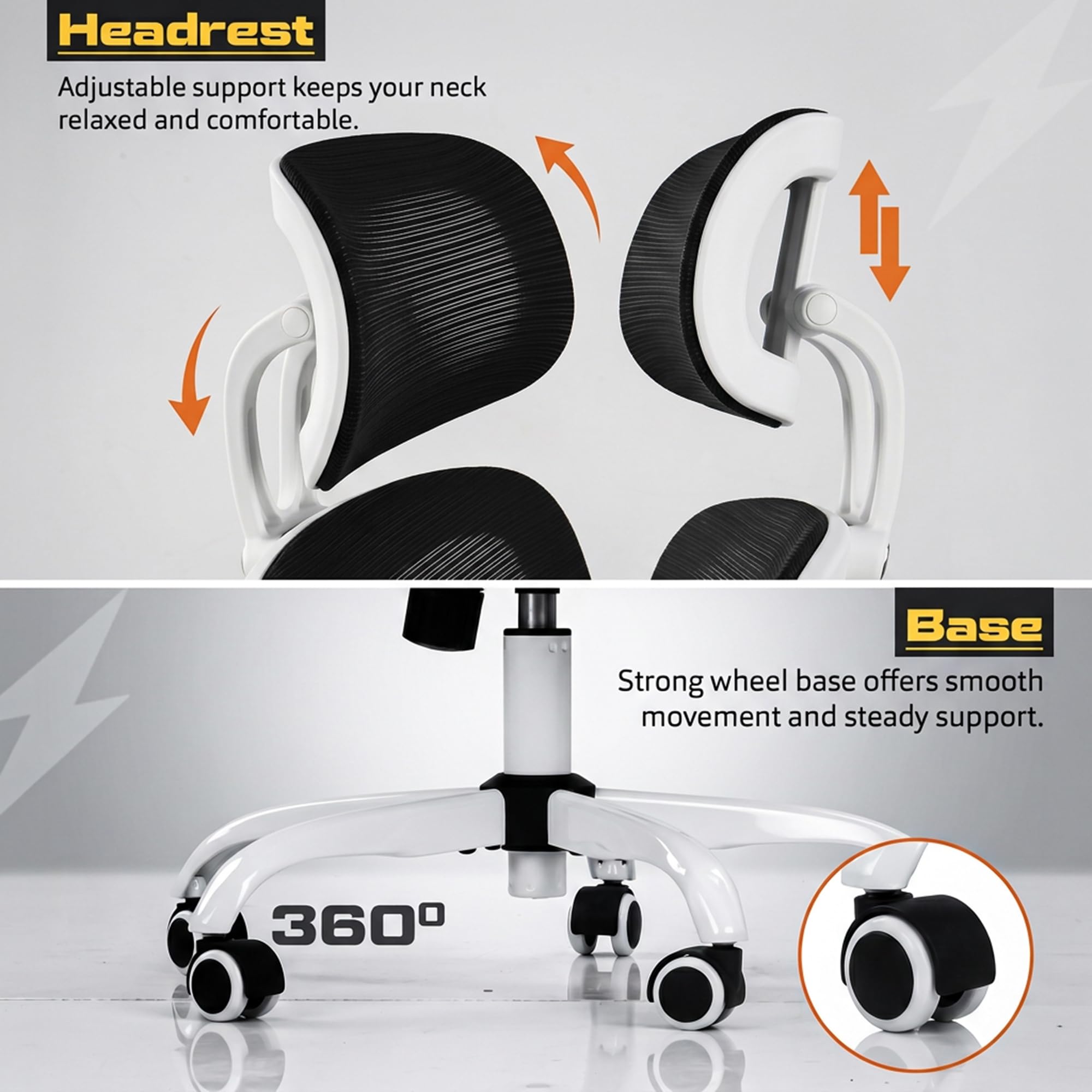 Drogo AeroFlex Ergonomic Office Chair for Work from Home, Flip-up Armrest & Recline