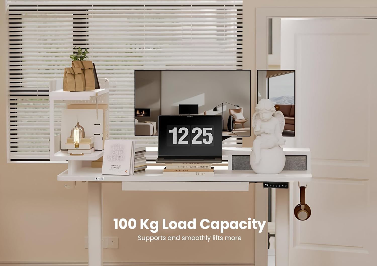 Drogo Artikel Stackon Electric Height Adjustable Standing Desk with Shelves (Left Cabinet)