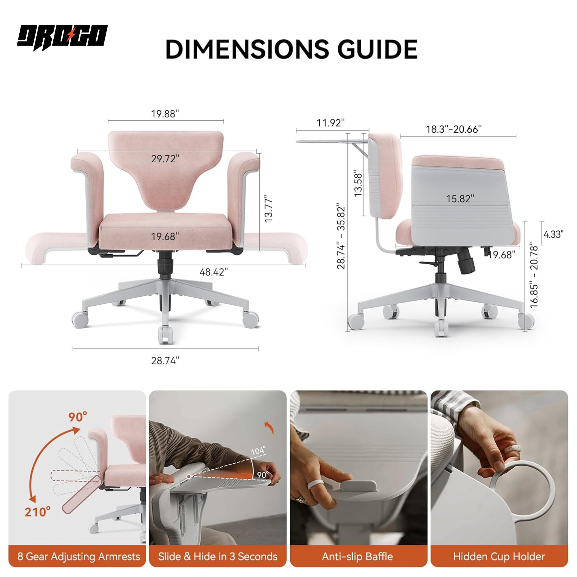 Freedom-X Multi-Position Cross Legged Office Chair (Pink)