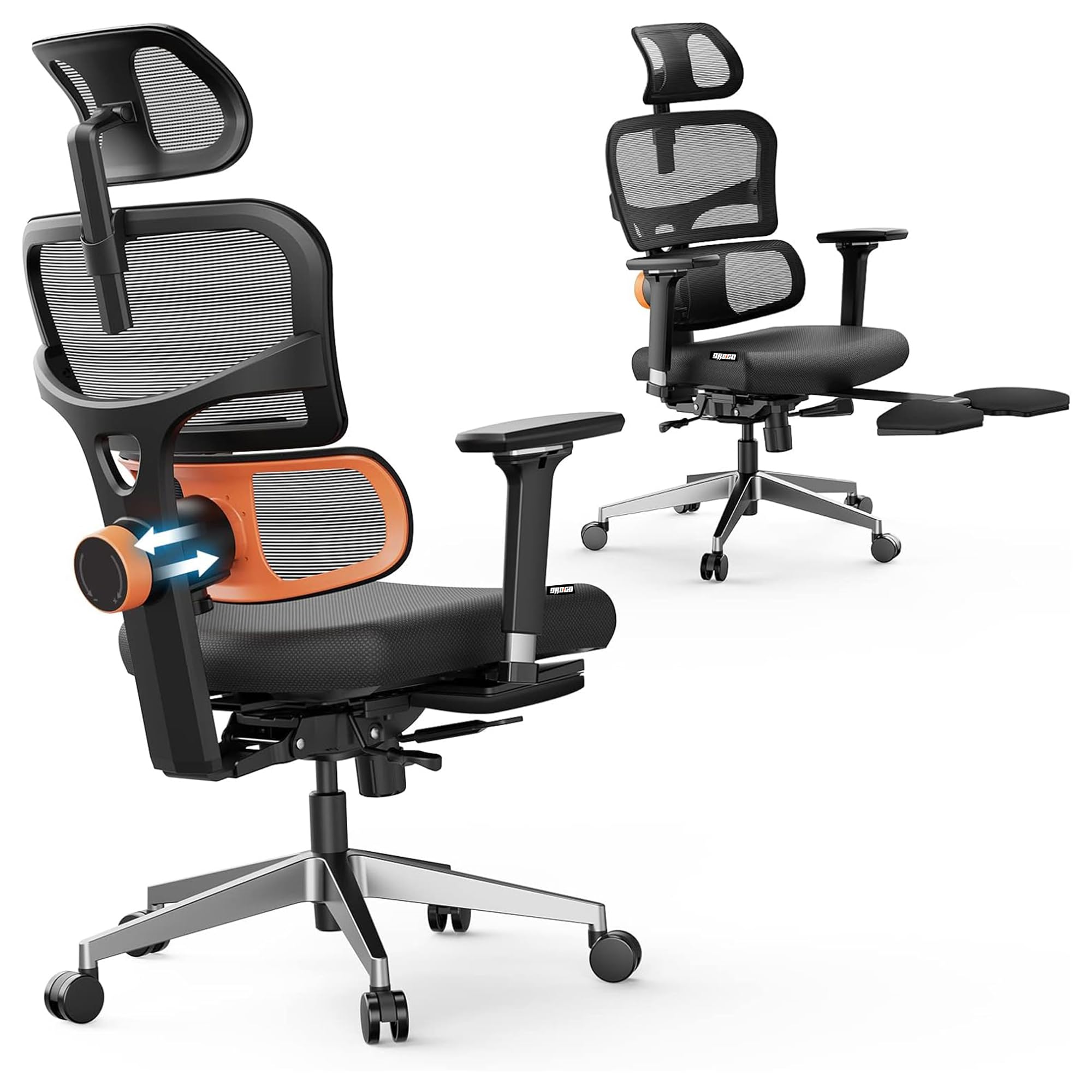 Drogo Premium Ergonomic Office Chair for Work from Home, High Back Computer Chair with Unique Adaptive Lumbar Support & Headrest, 4D Armrest & Recline