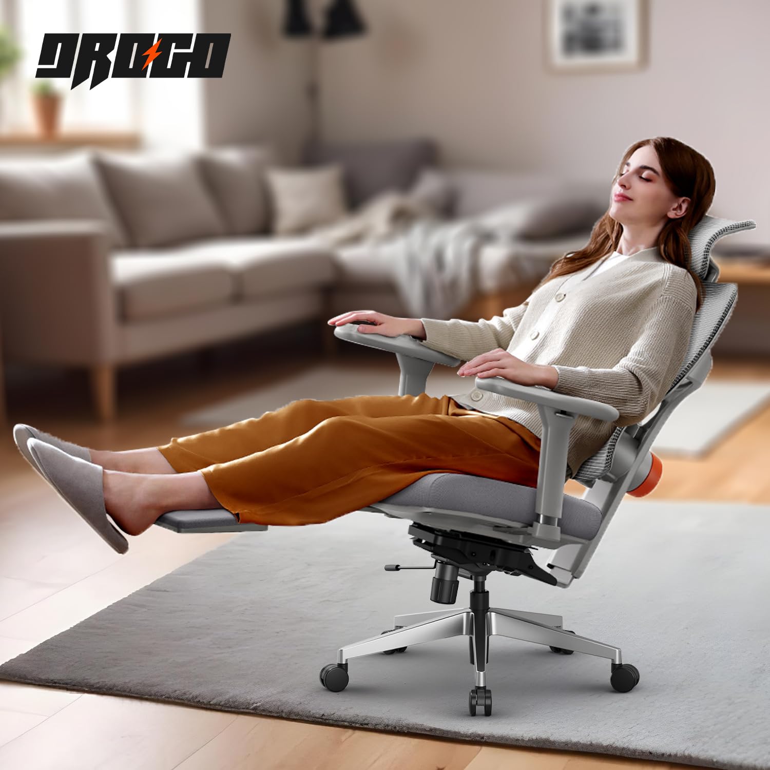 Drogo Premium Ergonomic Office Chair for Work from Home, High Back Computer Chair with Unique Adaptive Lumbar Support & Headrest, 4D Armrest & Recline