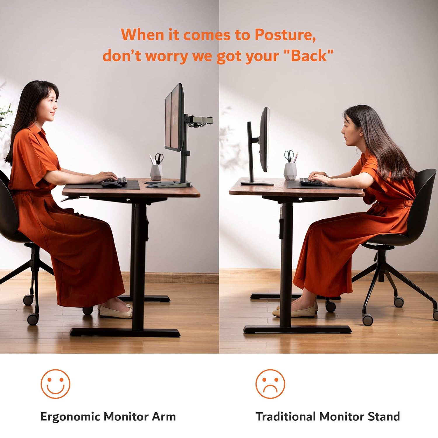 Drogo Artikel Double Monitor Desk Stand - Height Adjustable Heavy Duty Arms with Phone Slot & VESA