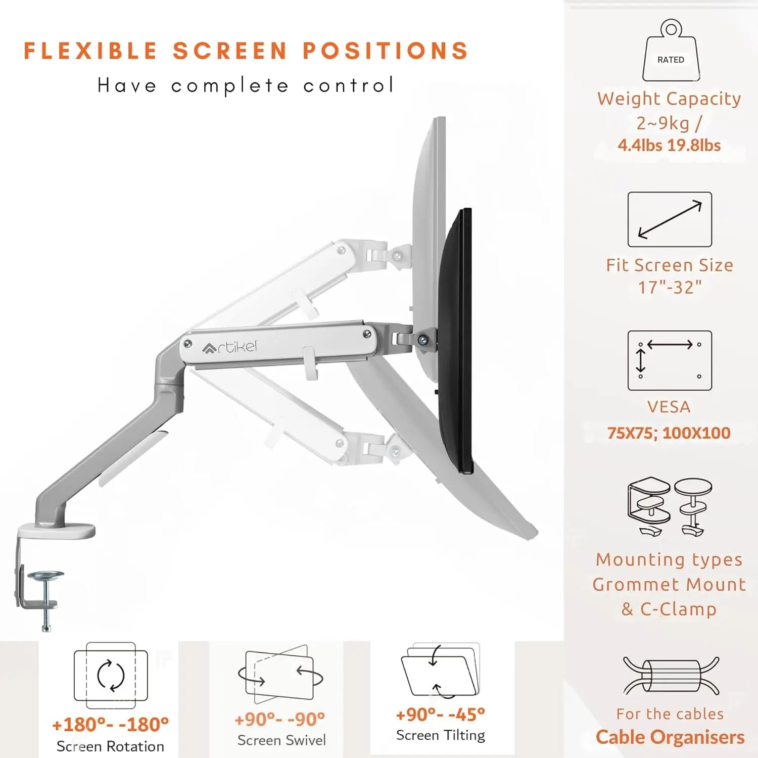 Drogo Monitor Desk Mount Adjustable Spring Assisted Monitor Arm Drogo India