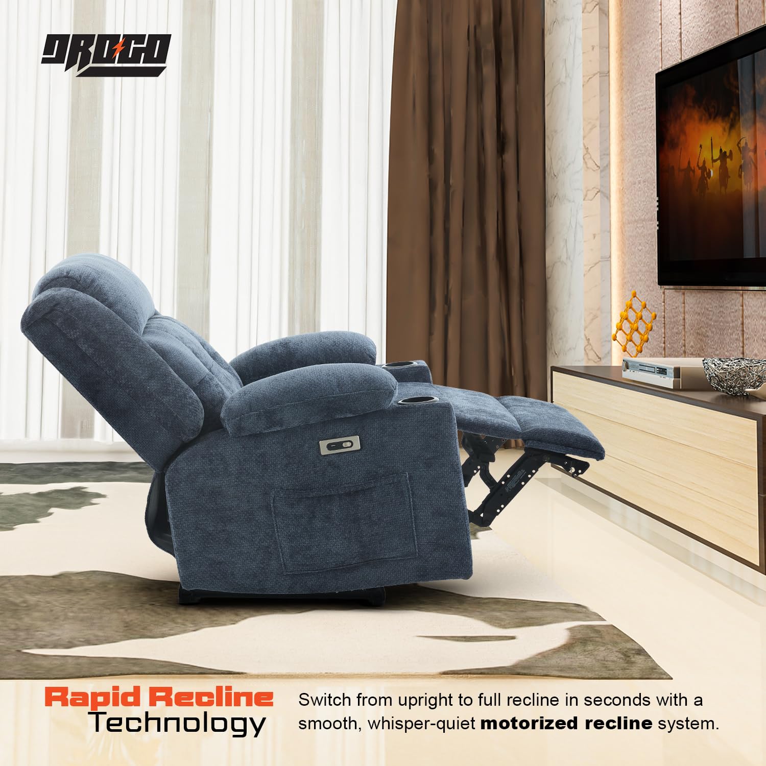 Drogo Luxora Zero Gravity Electric Motorised Single Seater Recliner Sofa with Rapid Recline Technology