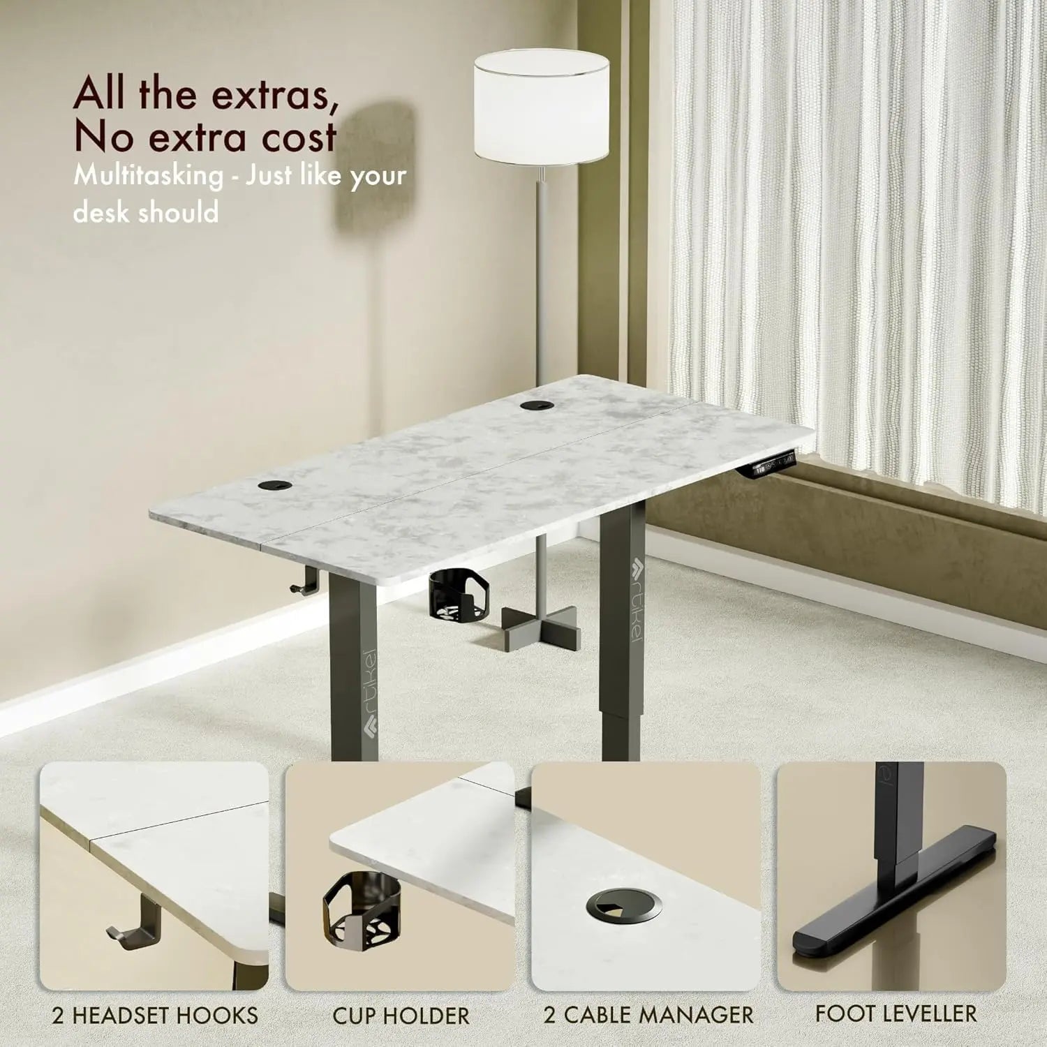 Drogo Eco Electric Height Adjustable Table for Office Work & Home Sit Stand Gaming Desk (120x60cm) Drogo India