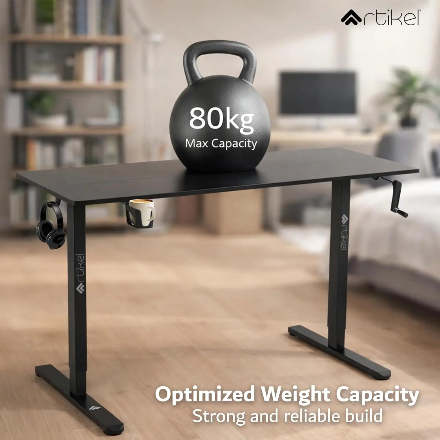 Drogo Manova Height Adjustable Table for Office Work Manual Adjustable Desk (140X60Cm) Drogo India