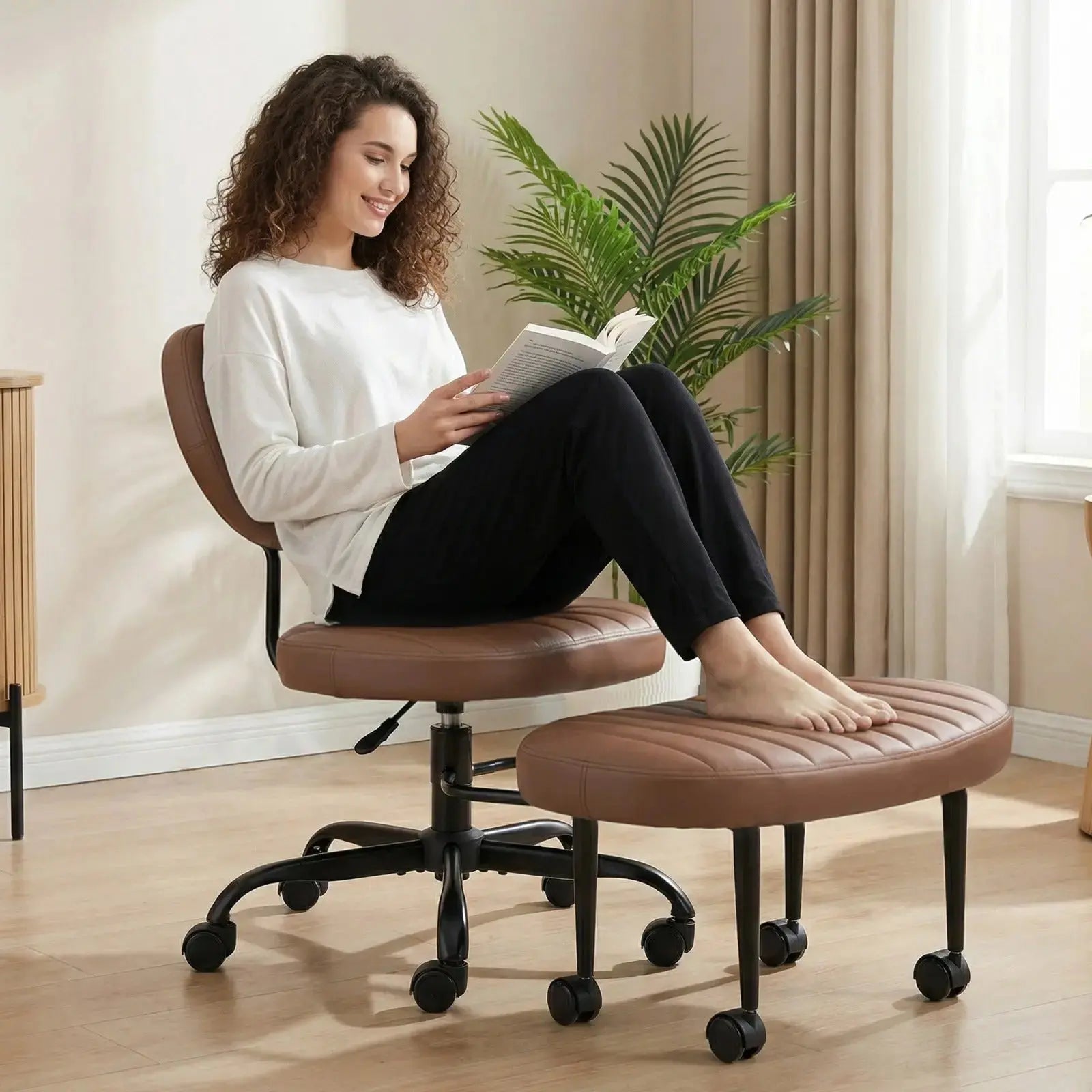 PREORDER Meditura Cross Legged Office Chair with Wheels, Wide Criss Cross Kneeling Drogo India