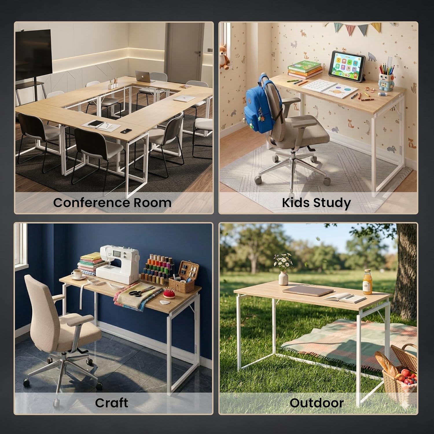 Drogo Foldable Wooden Study Table Computer Desk for Home Office Drogo