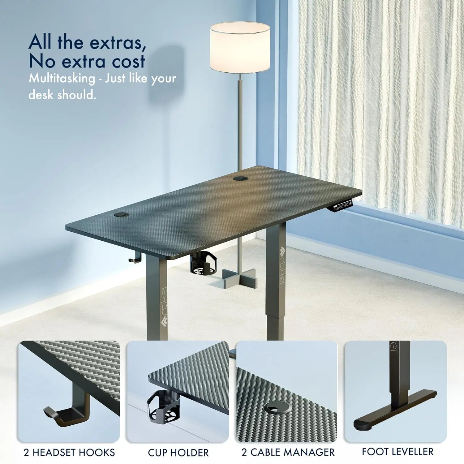 Drogo Eco Electric Height Adjustable Table for Office Work & Home Sit Stand Gaming Desk (100x60cm) Drogo India