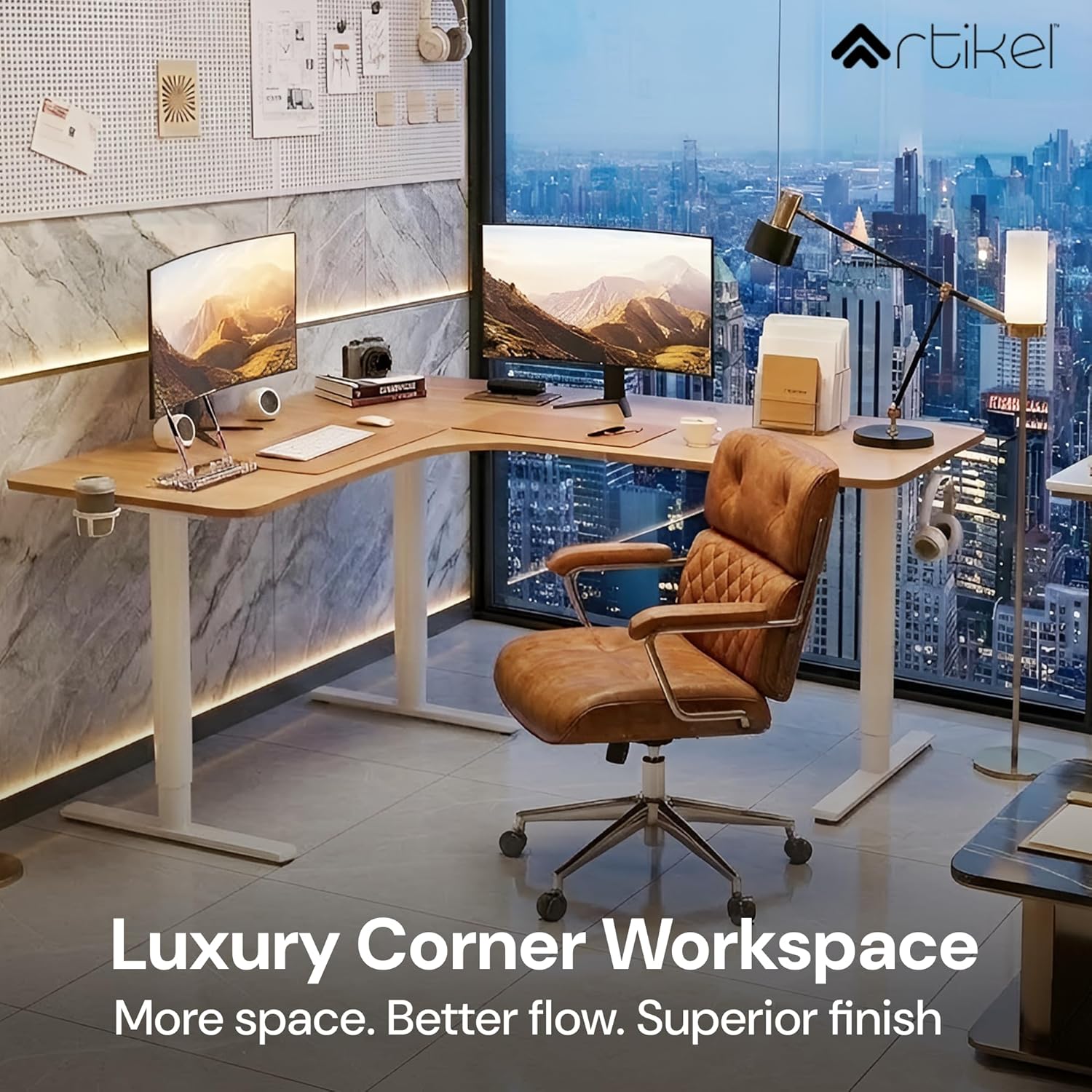 Drogo Elle L-Shaped Electric Height Adjustable Executive Desk (160 × 140 × 60 cm) Drogo