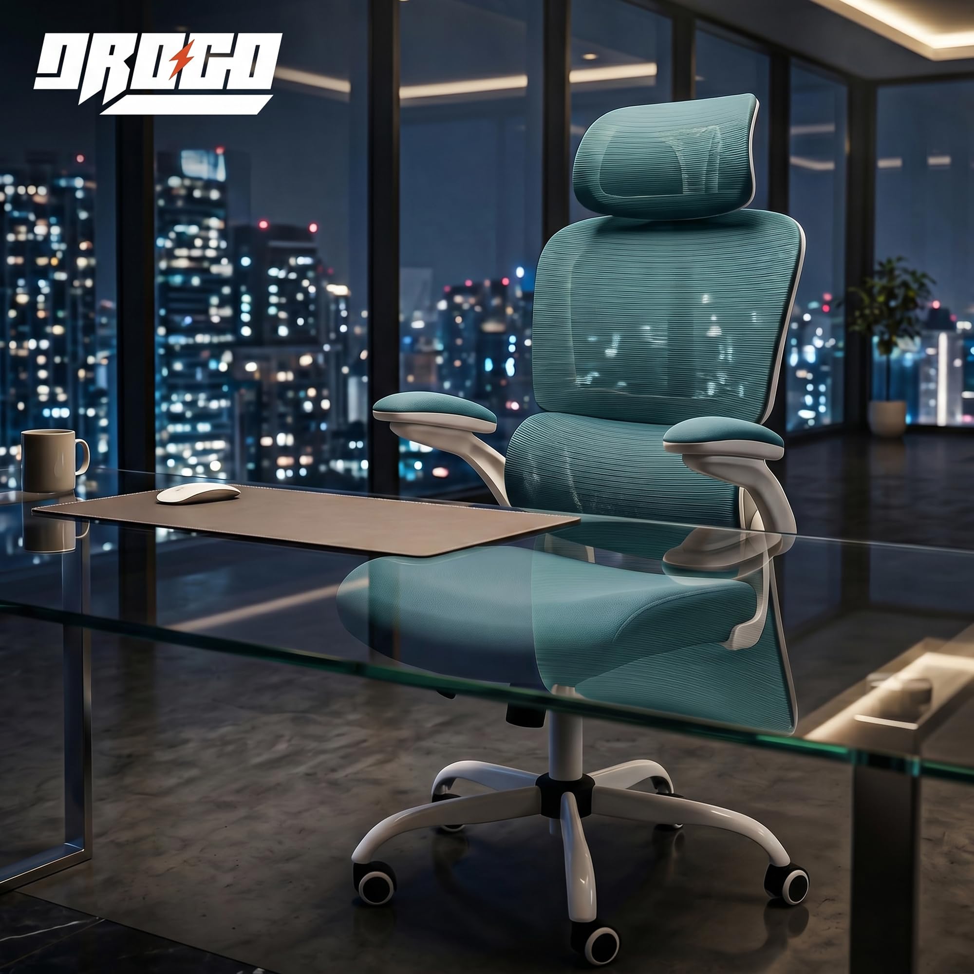 Drogo AeroFlex Ergonomic Office Chair for Work from Home, Flip-up Armrest & Recline