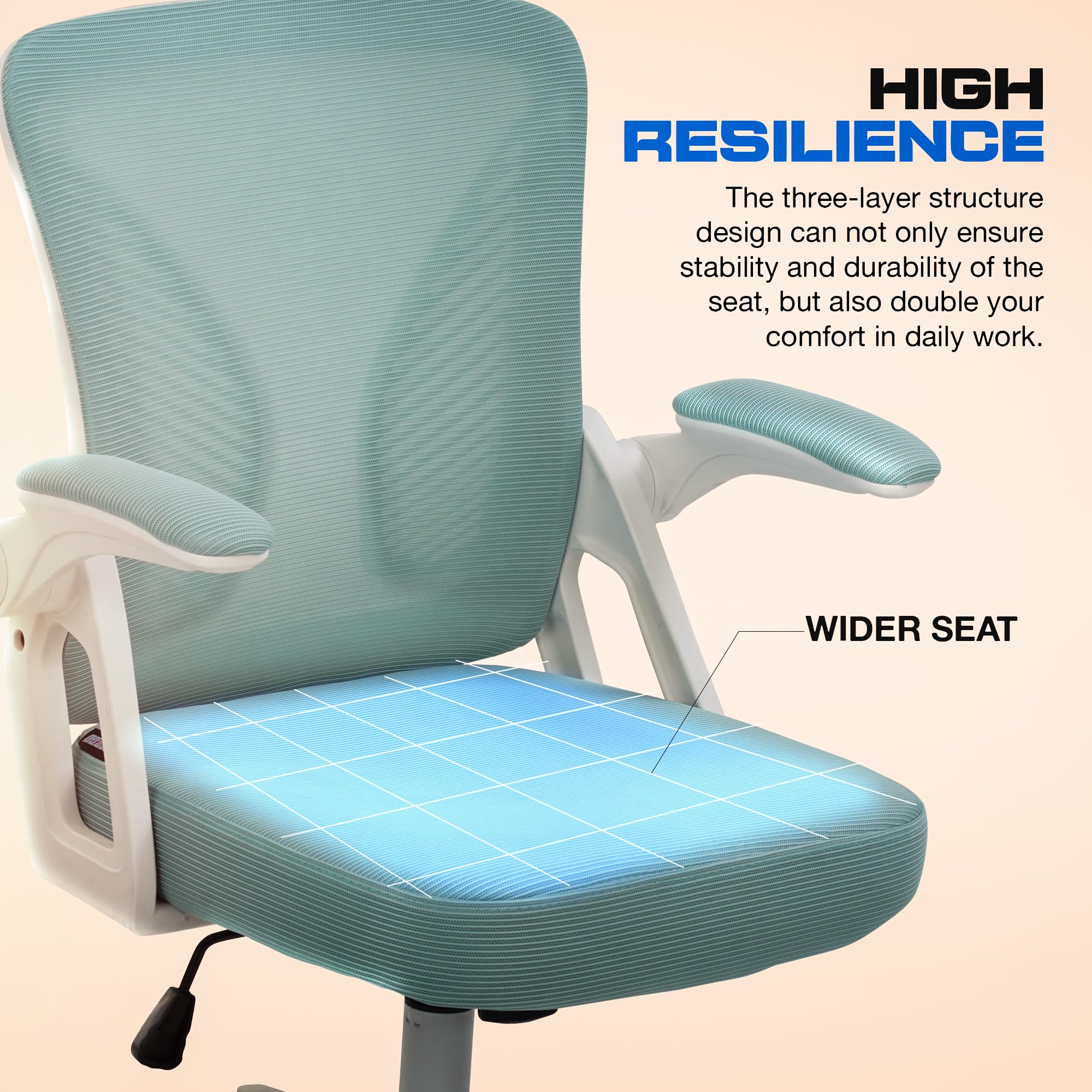 DROGO DynamicWing Ergonomic Office Chair for Work from Home, High Back Computer Chair with Flip Up Armrest