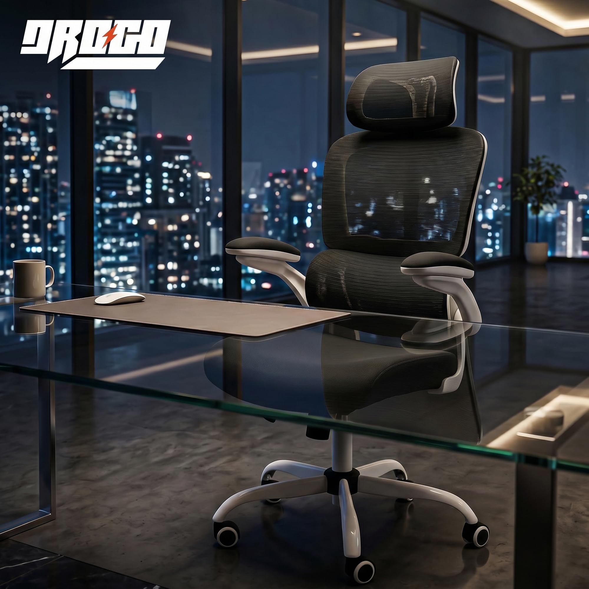 Drogo AeroFlex Ergonomic Office Chair for Work from Home, Flip-up Armrest & Recline