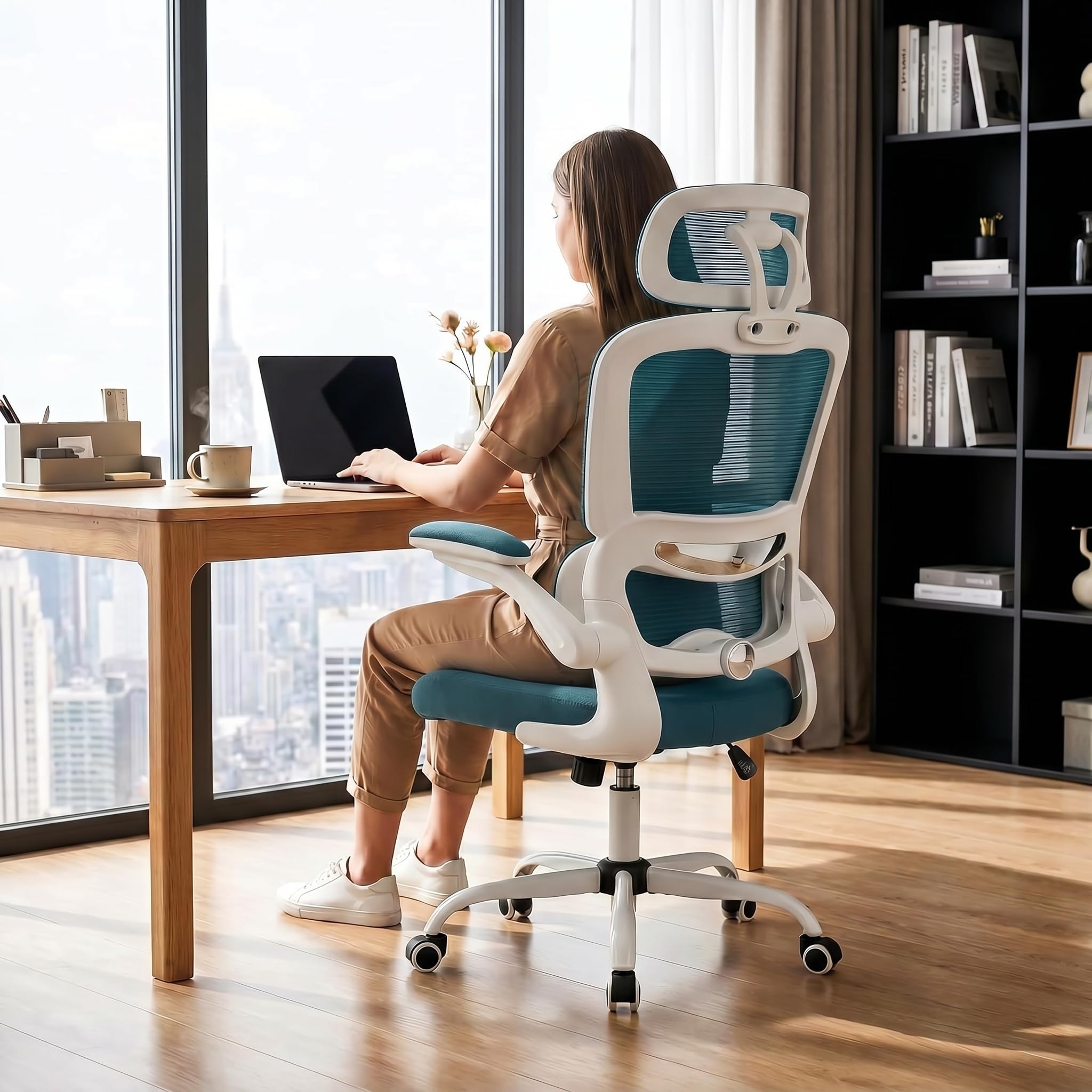Drogo AeroFlex Ergonomic Office Chair for Work from Home, Flip-up Armrest & Recline