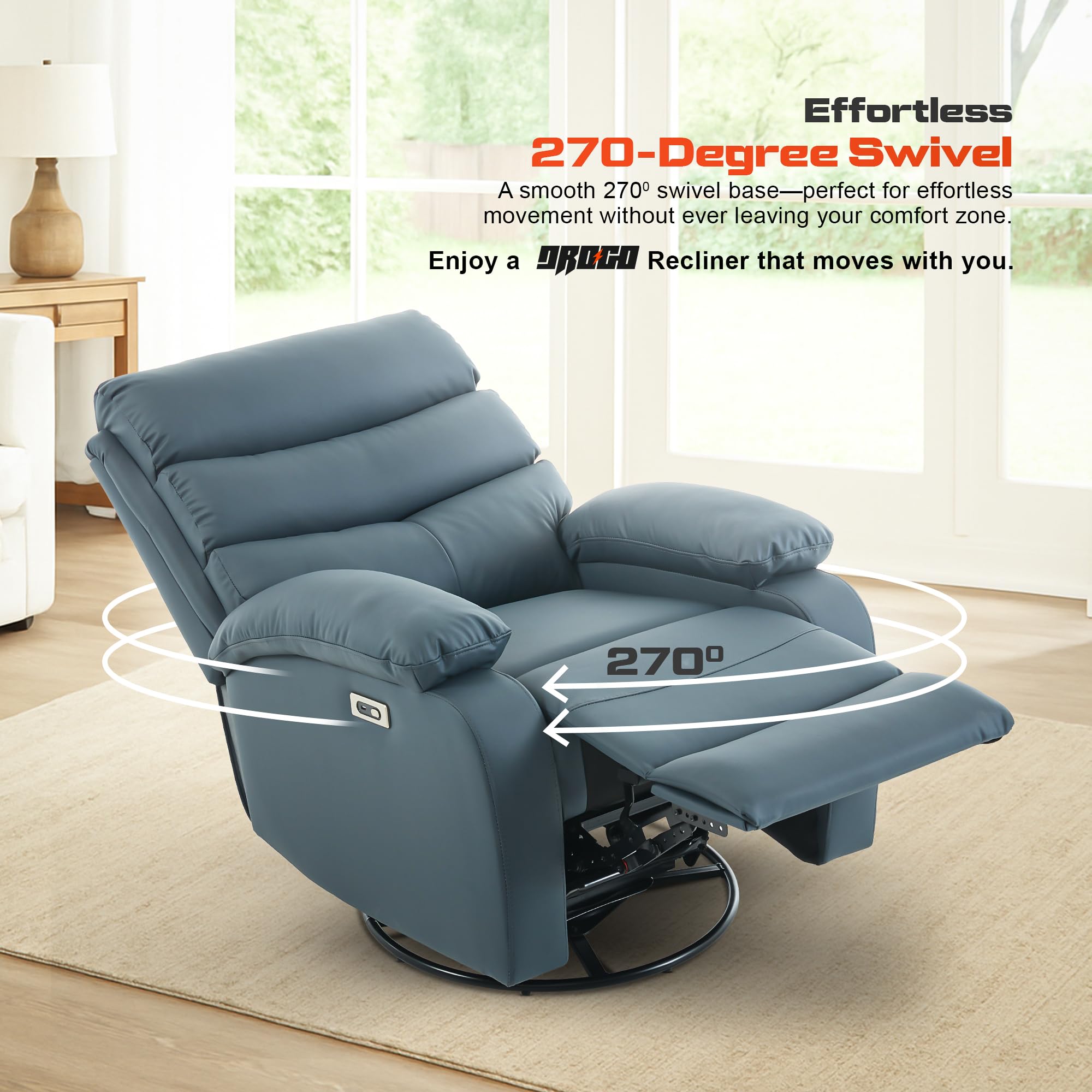 DROGO Velora Electric Motorised Recliner Sofa 1 Seater with Rocking, Revolving & Rapid Recline Technology