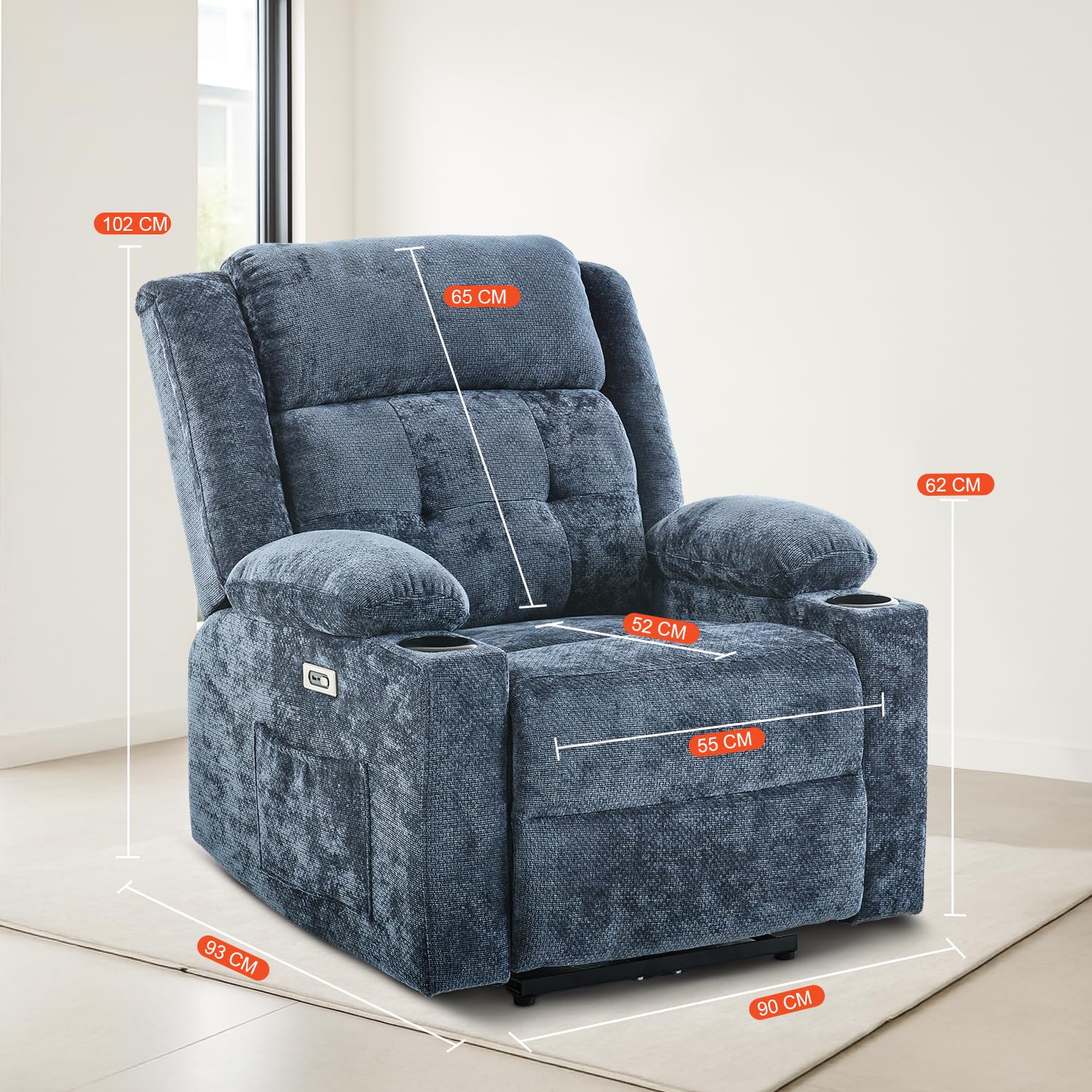 Drogo Luxora Zero Gravity Electric Motorised Single Seater Recliner Sofa with Rapid Recline Technology