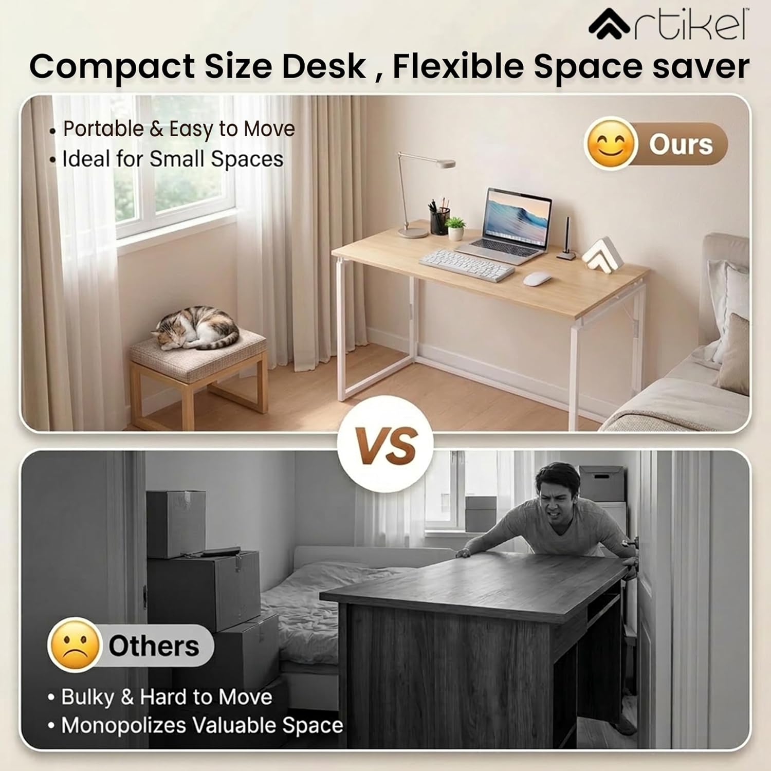 Drogo Foldable Wooden Study Table Computer Desk for Home Office Drogo