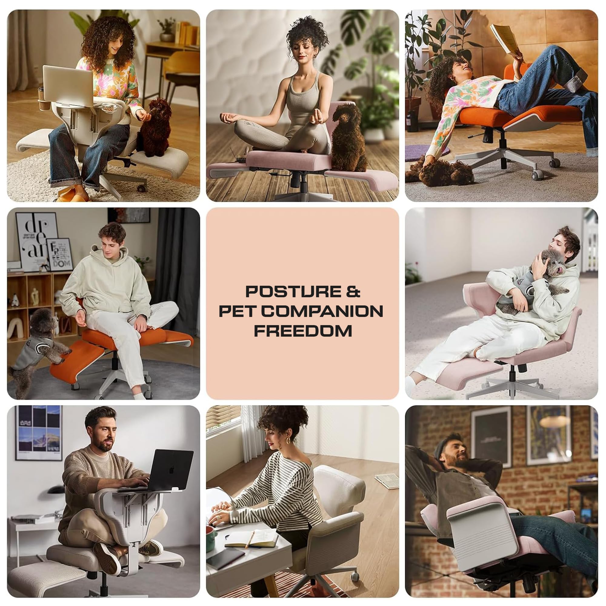 Freedom-X Multi-Position Cross Legged Office Chair (Pink)