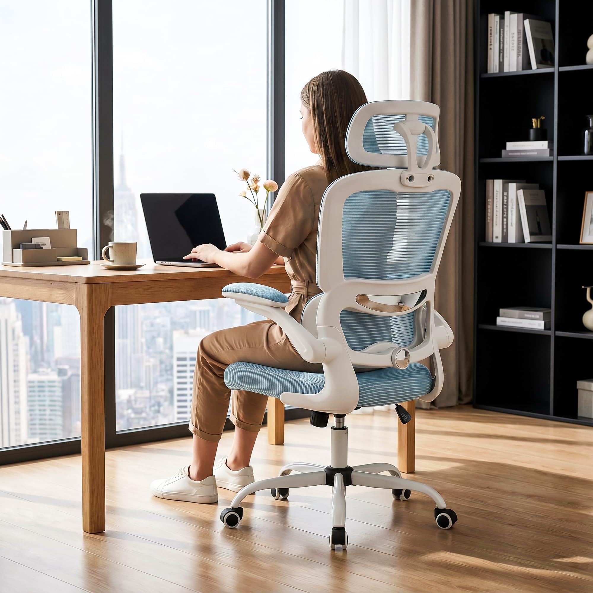 Drogo AeroFlex Ergonomic Office Chair for Work from Home, Flip-up Armrest & Recline