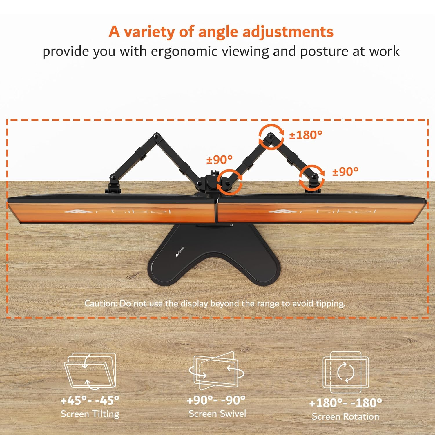 Drogo Artikel Double Monitor Desk Stand - Height Adjustable Heavy Duty Arms with Phone Slot & VESA