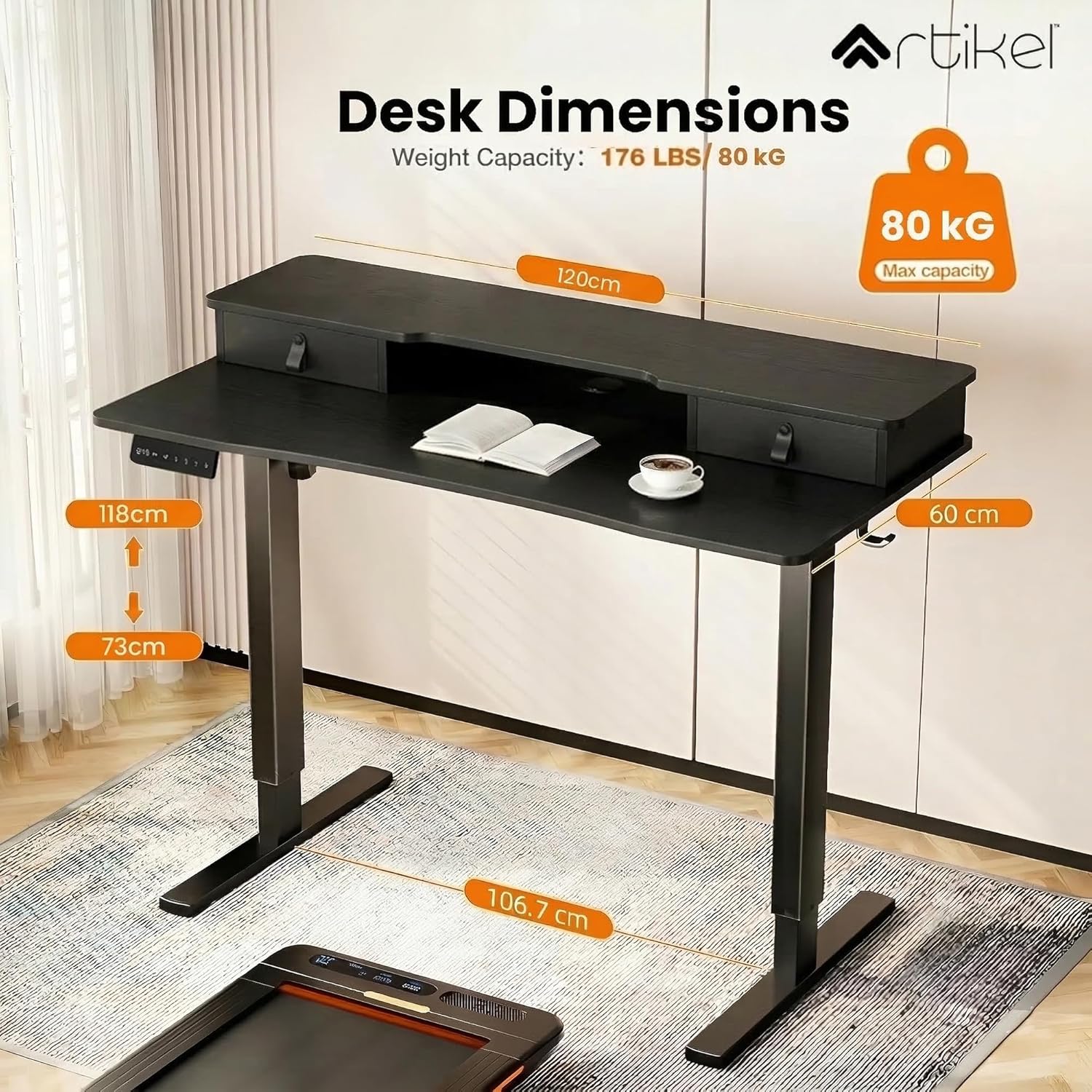 Drogo Valor Lite Electric Height Adjustable Standing Desk (120x60cm) Drogo