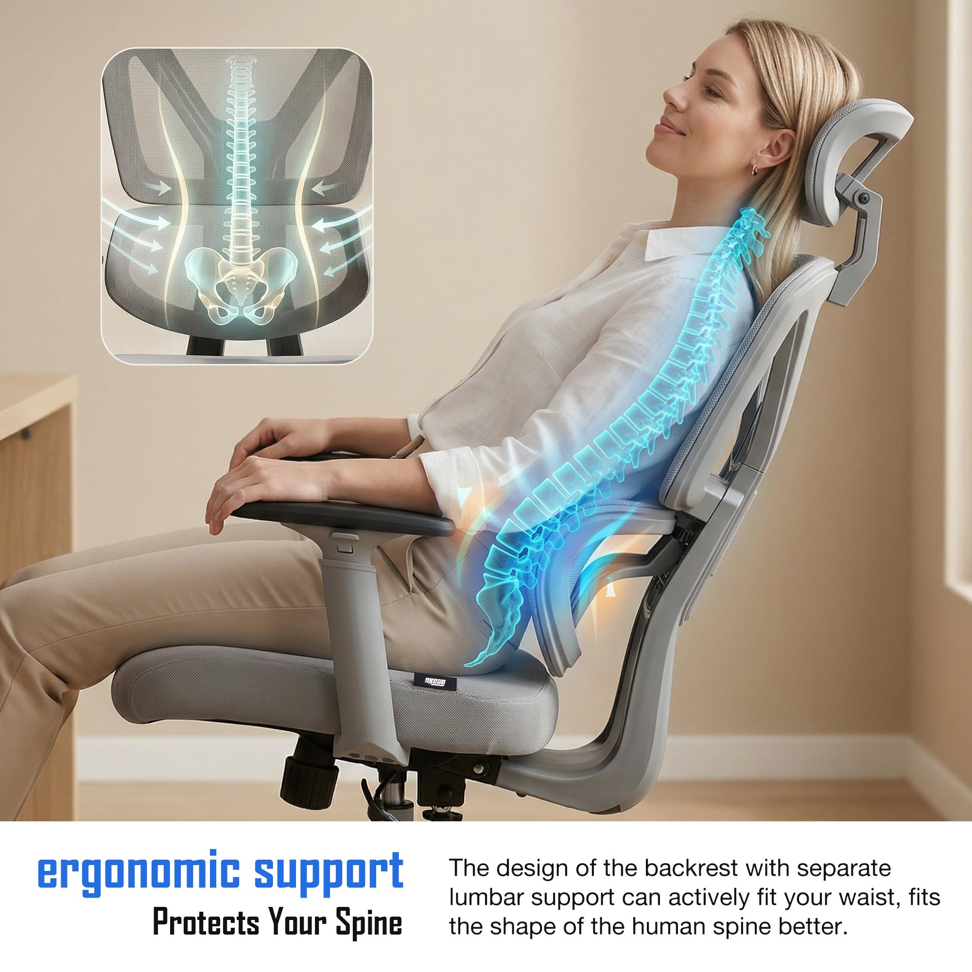Drogo FlexY Series Ergonomic Office Mesh Chair with Armrest
