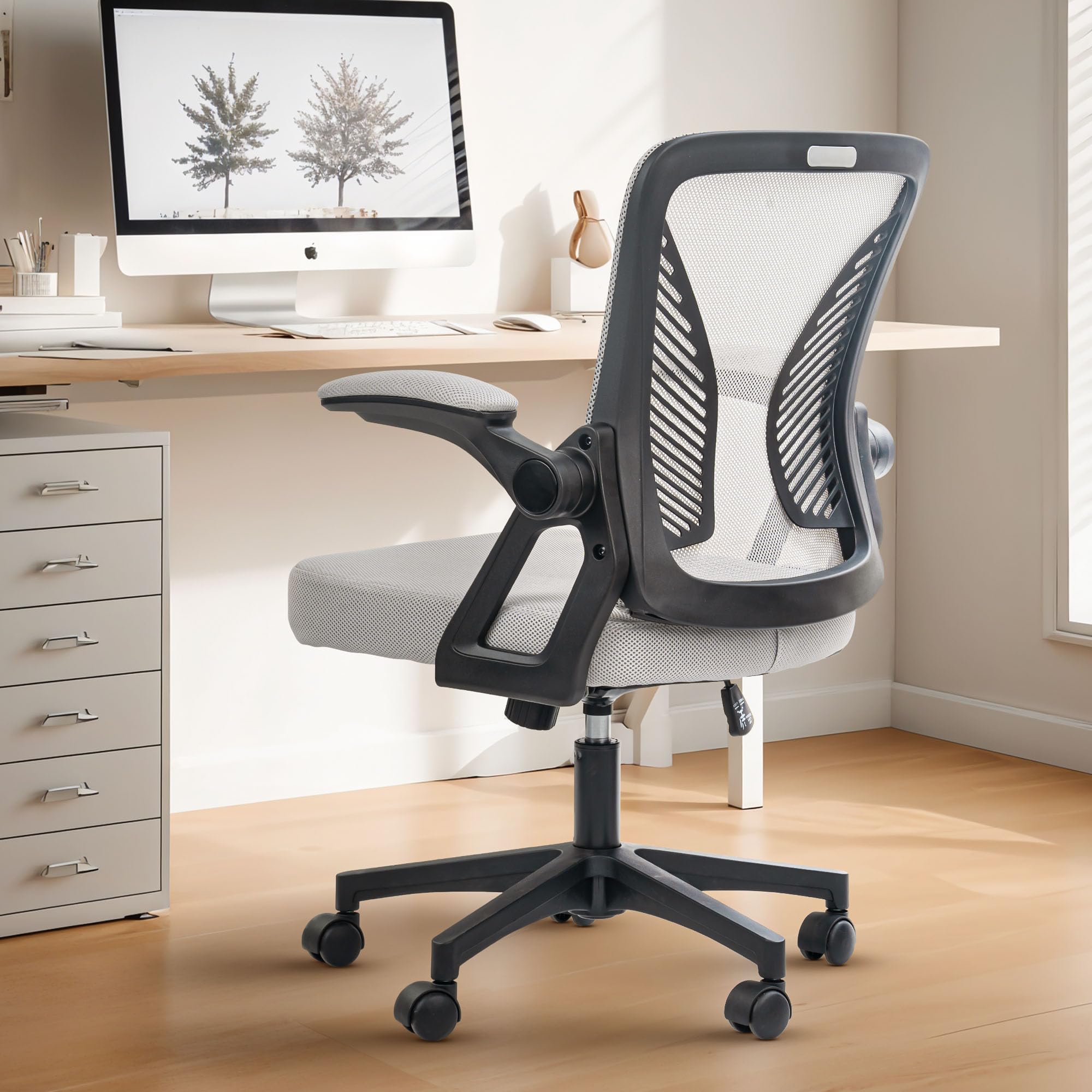 DROGO DynamicWing Ergonomic Office Chair for Work from Home, High Back Computer Chair with Flip Up Armrest