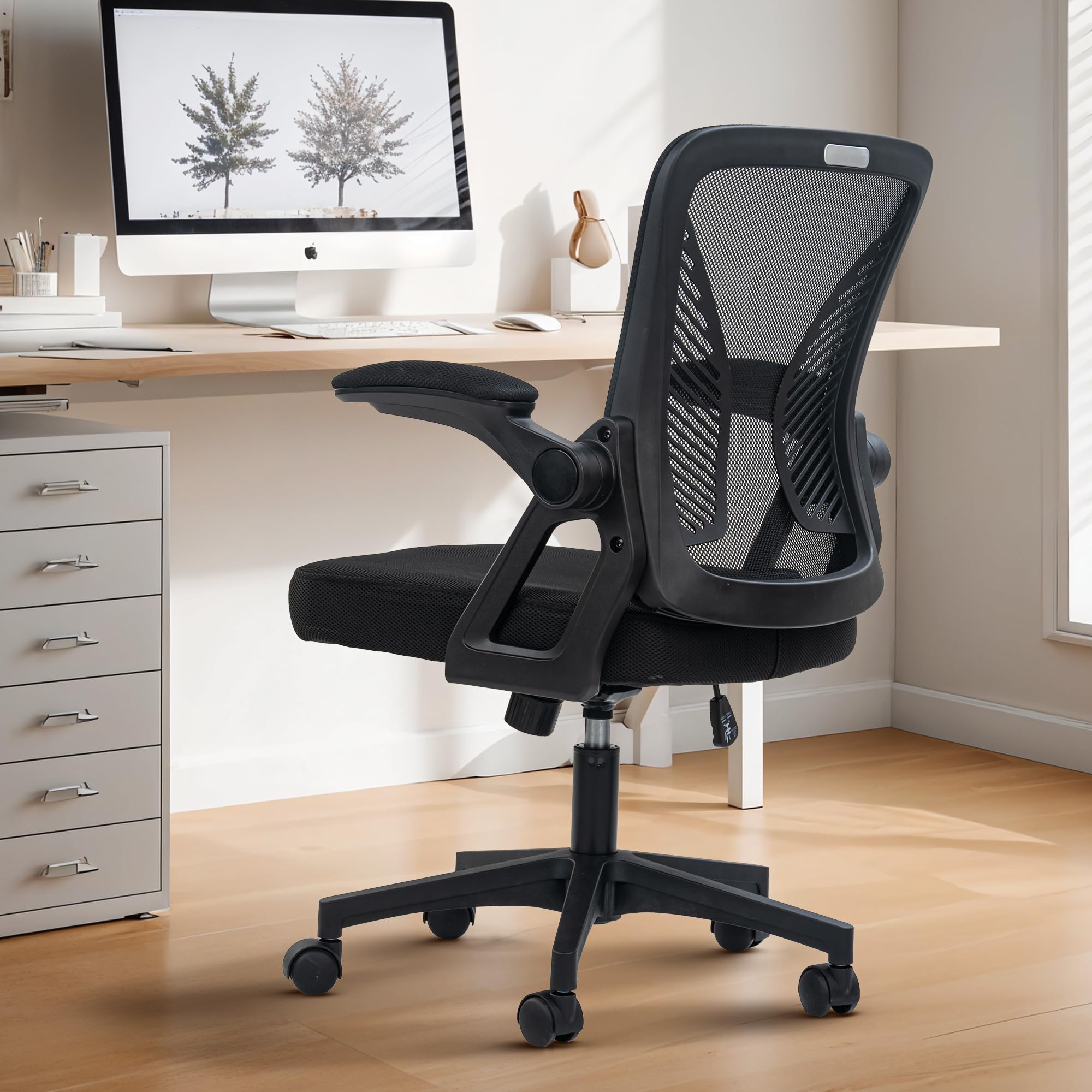 DROGO DynamicWing Ergonomic Office Chair for Work from Home, High Back Computer Chair with Flip Up Armrest