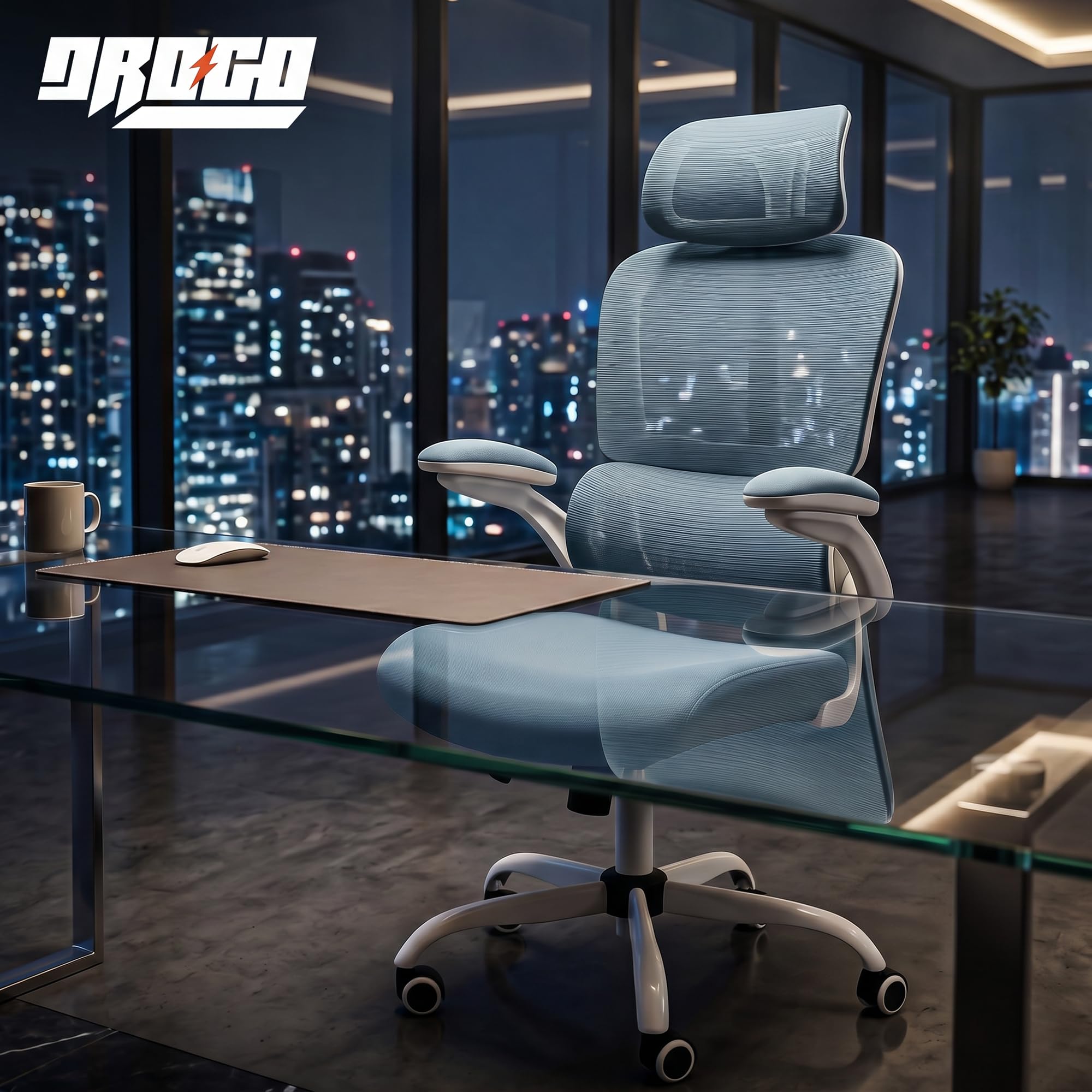 Drogo AeroFlex Ergonomic Office Chair for Work from Home, Flip-up Armrest & Recline