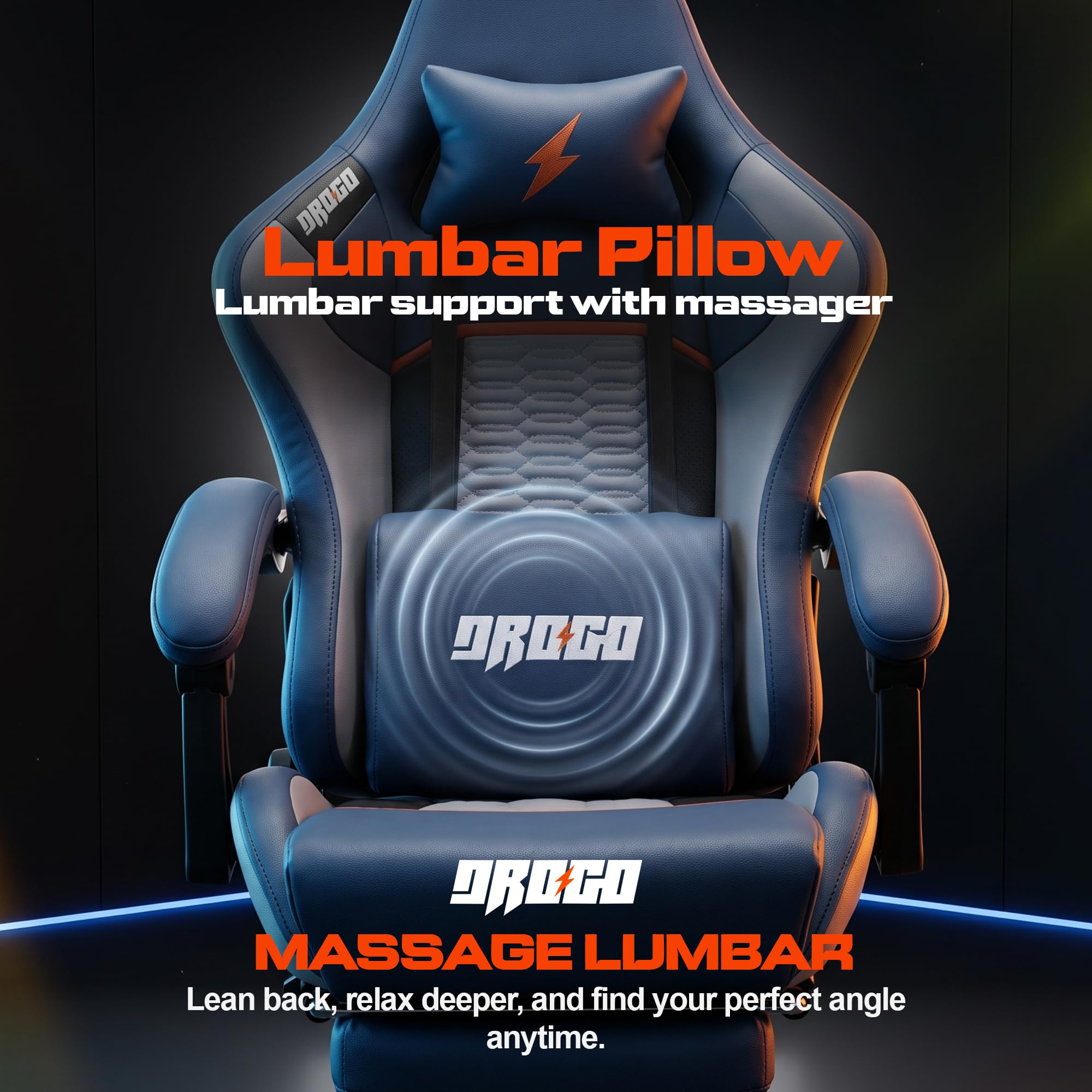 Drogo Racer Ergonomic Gaming Chair with 7 Way Adjustable Seat & Full Reclining Back Footrest